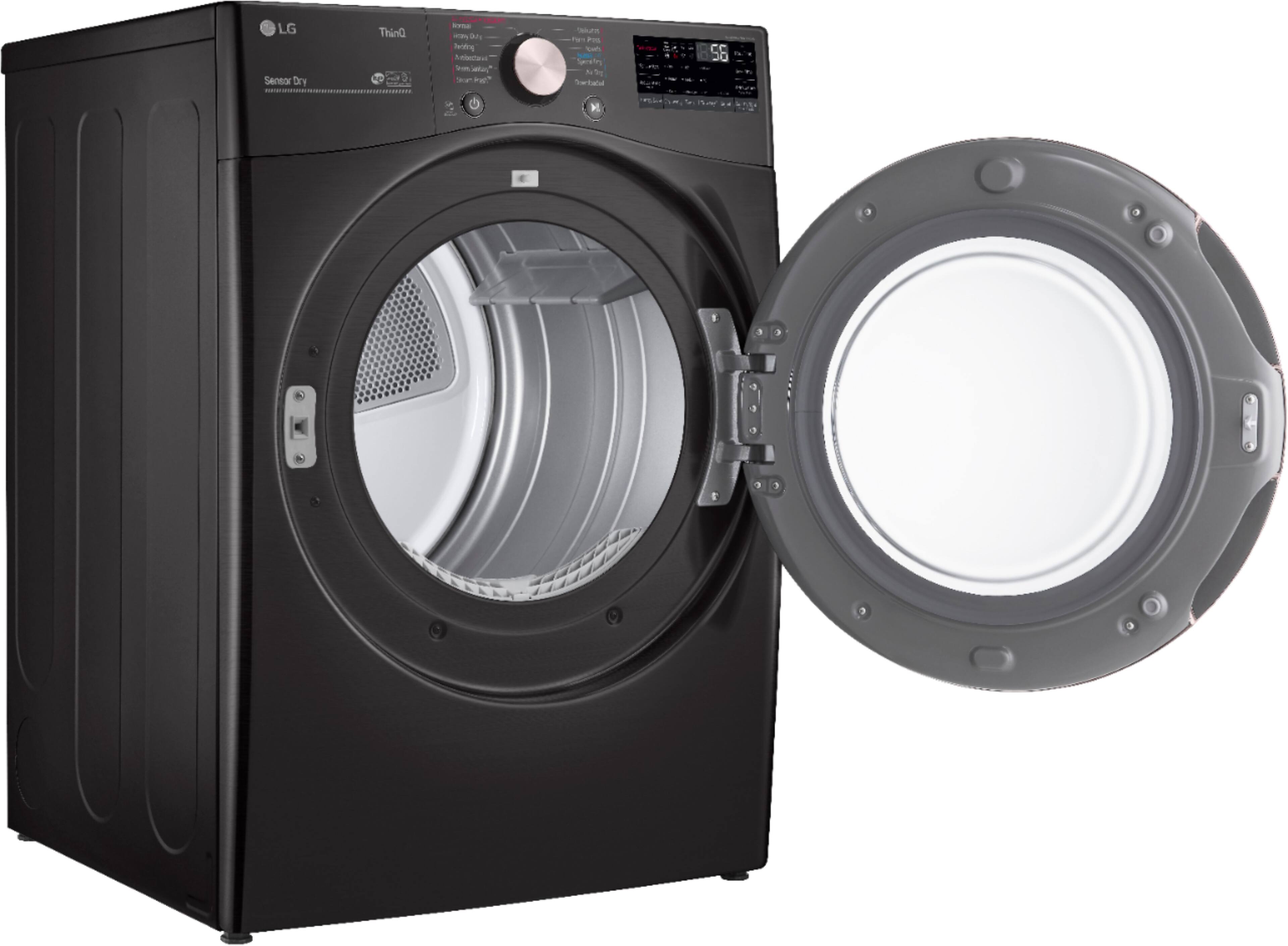 Alt View 13. LG - 7.4 Cu. Ft. Stackable Smart Electric Dryer with Steam and Built-In Intelligence - Black Steel.