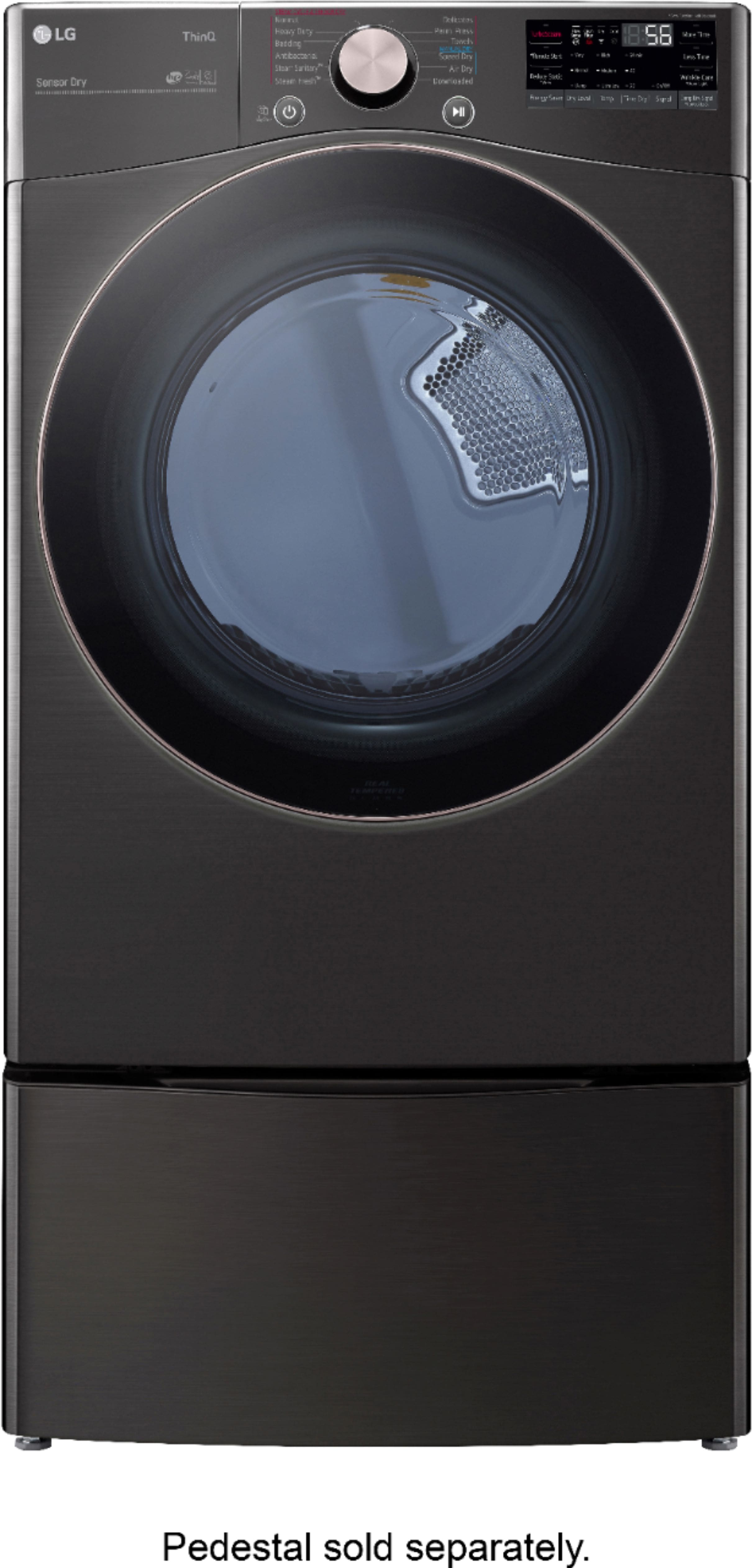 Alt View 14. LG - 7.4 Cu. Ft. Stackable Smart Electric Dryer with Steam and Built-In Intelligence - Black Steel.