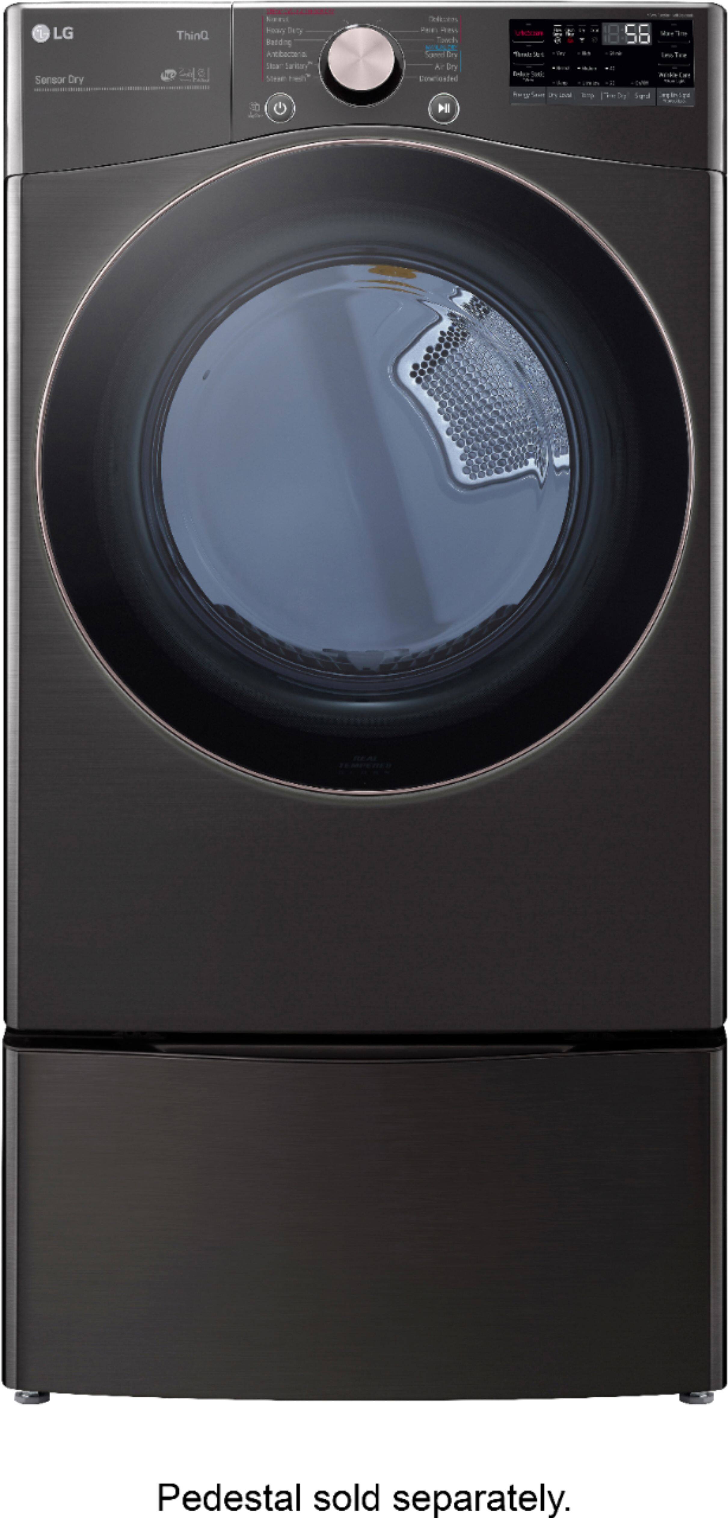 Alt View 14. LG - 7.4 Cu. Ft. Stackable Smart Electric Dryer with Steam and Built-In Intelligence - Black Steel.