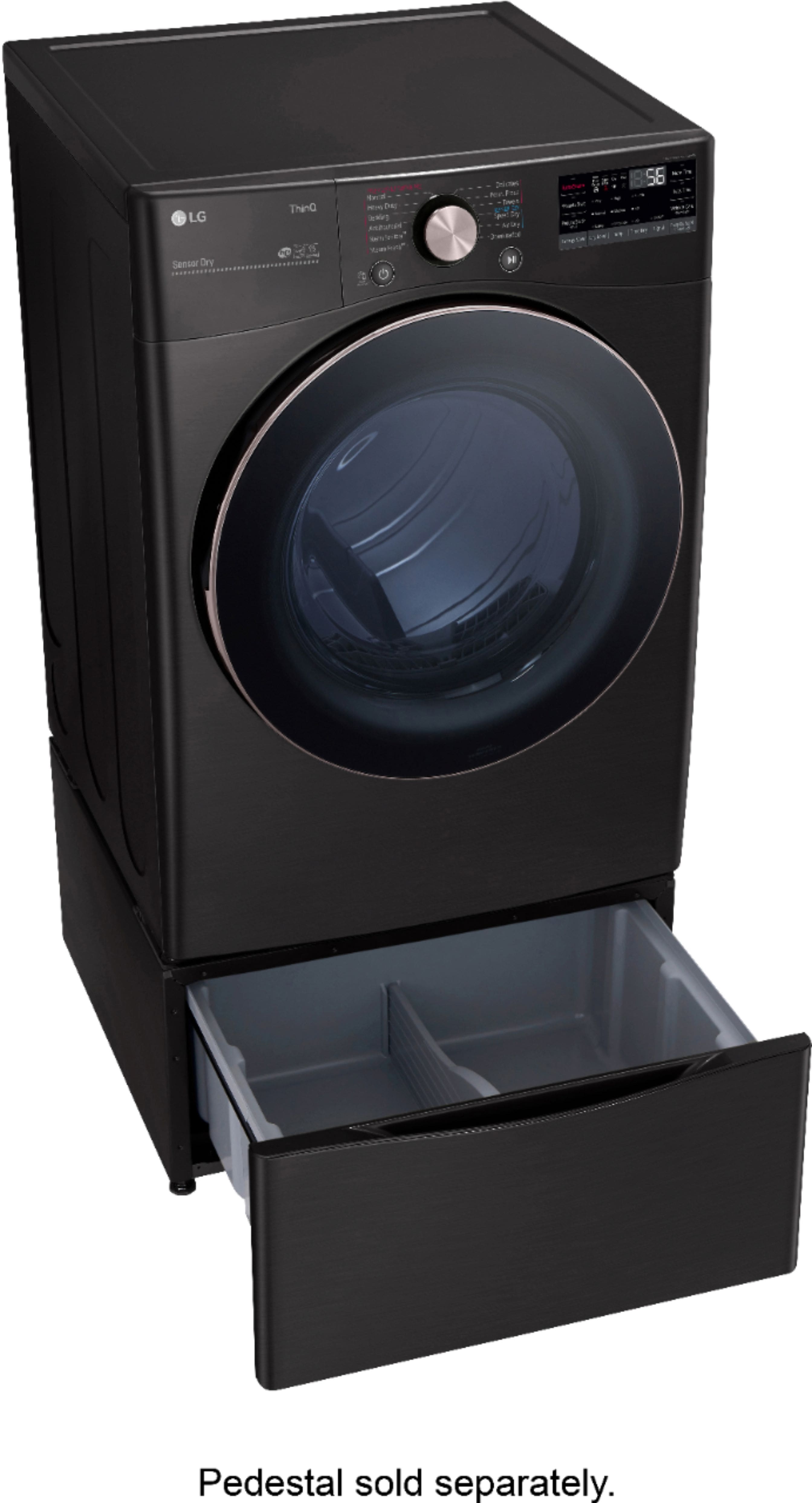 Alt View 16. LG - 7.4 Cu. Ft. Stackable Smart Electric Dryer with Steam and Built-In Intelligence - Black Steel.