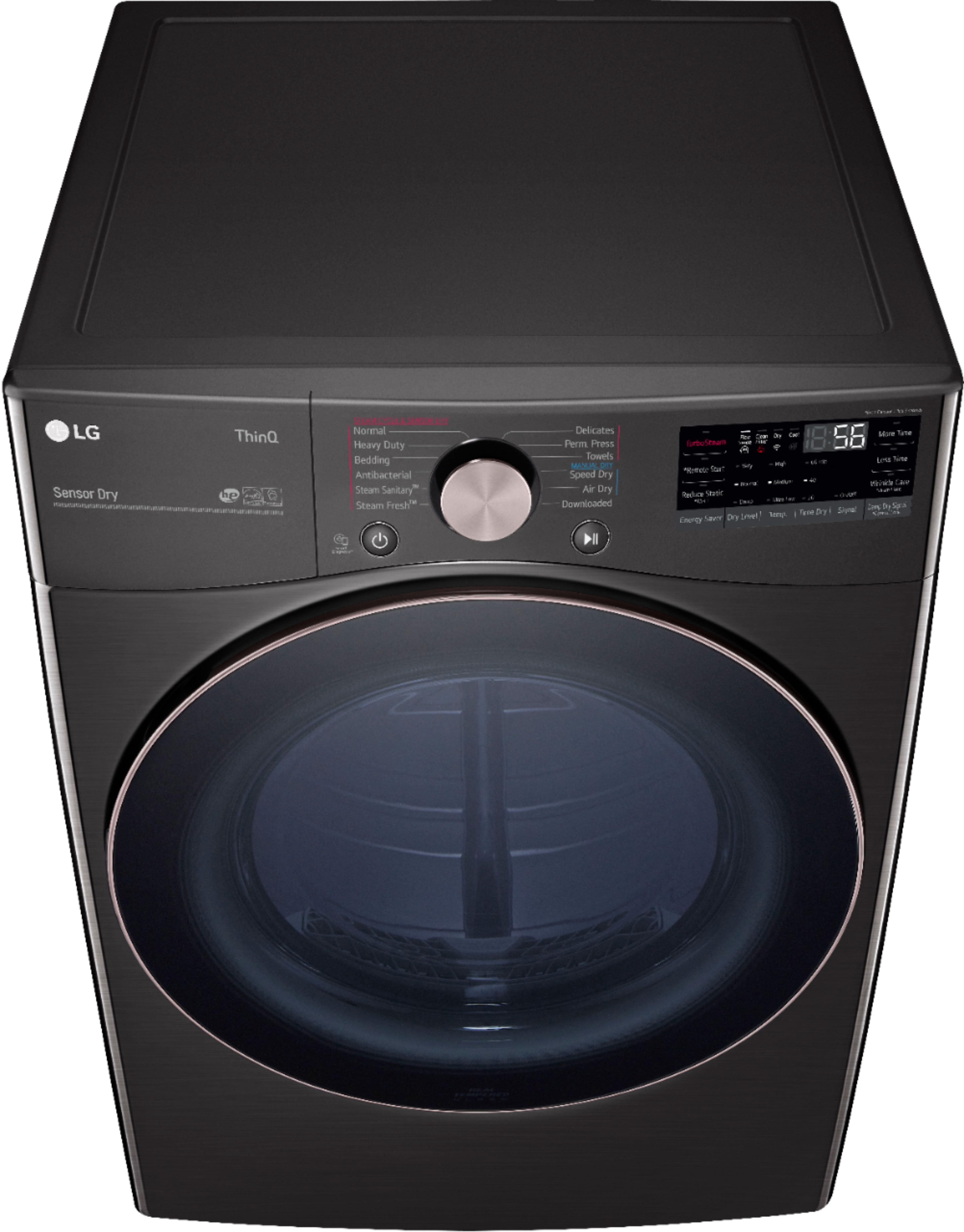 Alt View 17. LG - 7.4 Cu. Ft. Stackable Smart Electric Dryer with Steam and Built-In Intelligence - Black Steel.