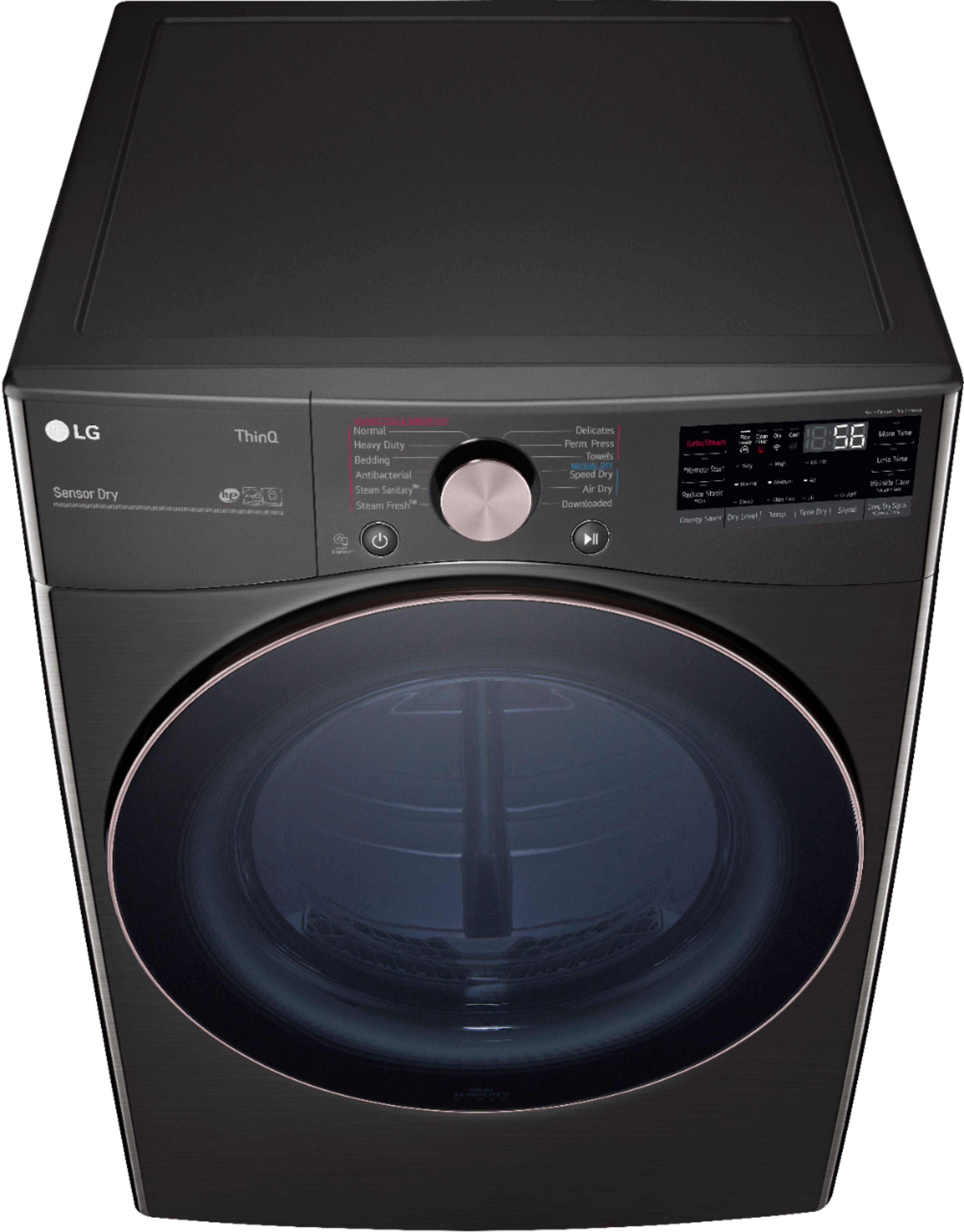 Alt View 17. LG - 7.4 Cu. Ft. Stackable Smart Electric Dryer with Steam and Built-In Intelligence - Black Steel.