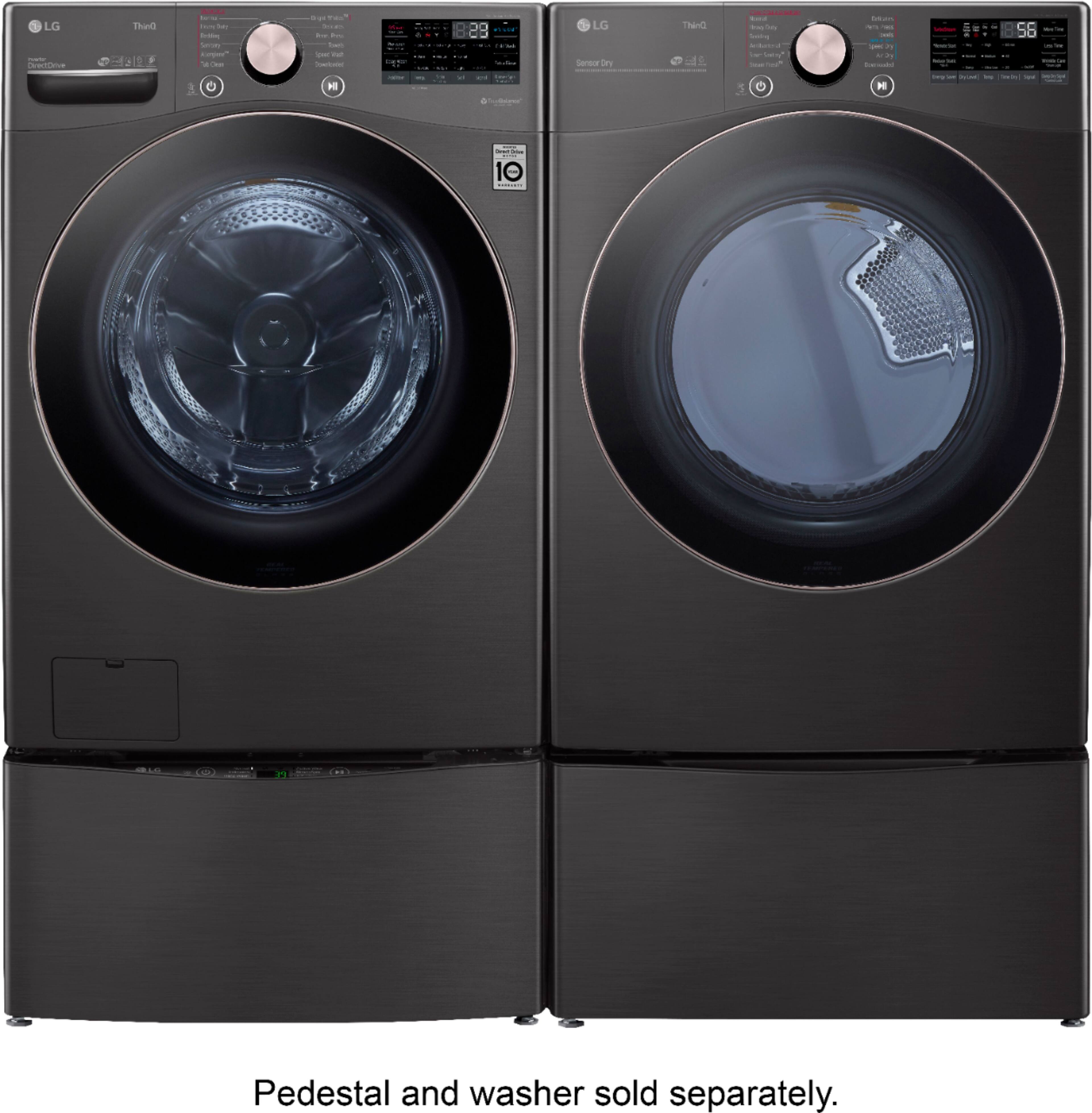 Alt View 18. LG - 7.4 Cu. Ft. Stackable Smart Electric Dryer with Steam and Built-In Intelligence - Black Steel.
