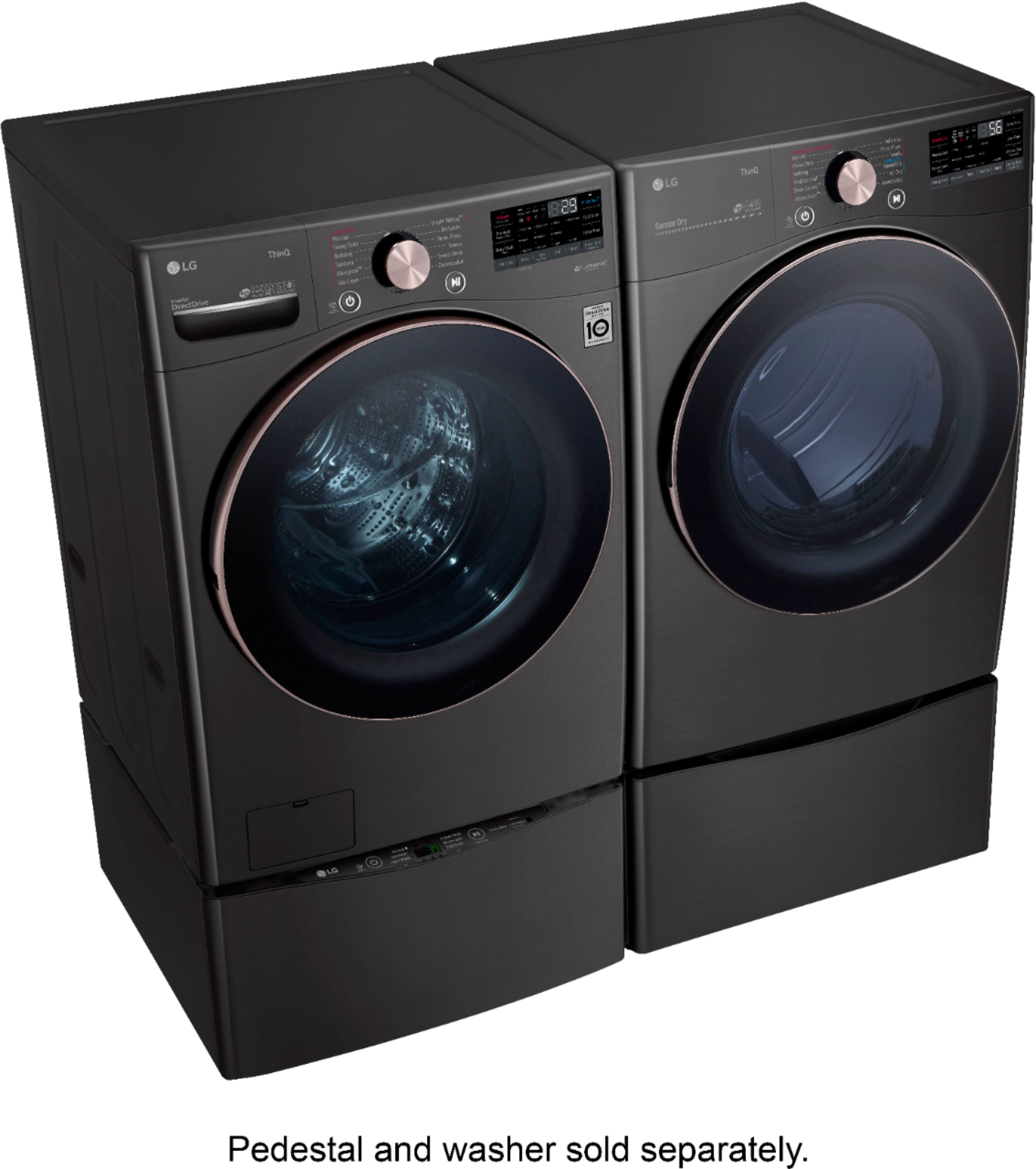 Alt View 19. LG - 7.4 Cu. Ft. Stackable Smart Electric Dryer with Steam and Built-In Intelligence - Black Steel.
