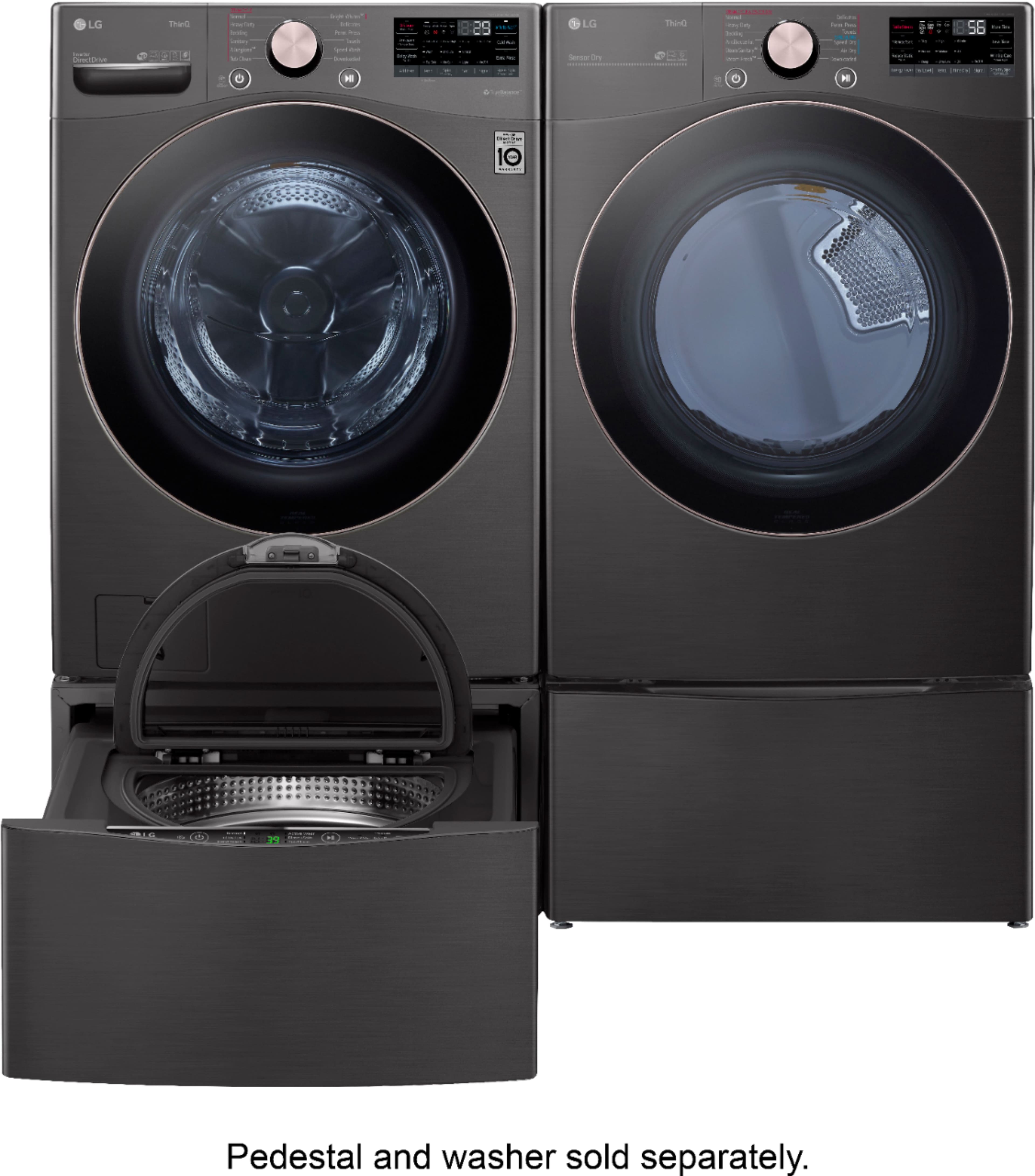 Alt View 21. LG - 7.4 Cu. Ft. Stackable Smart Electric Dryer with Steam and Built-In Intelligence - Black Steel.