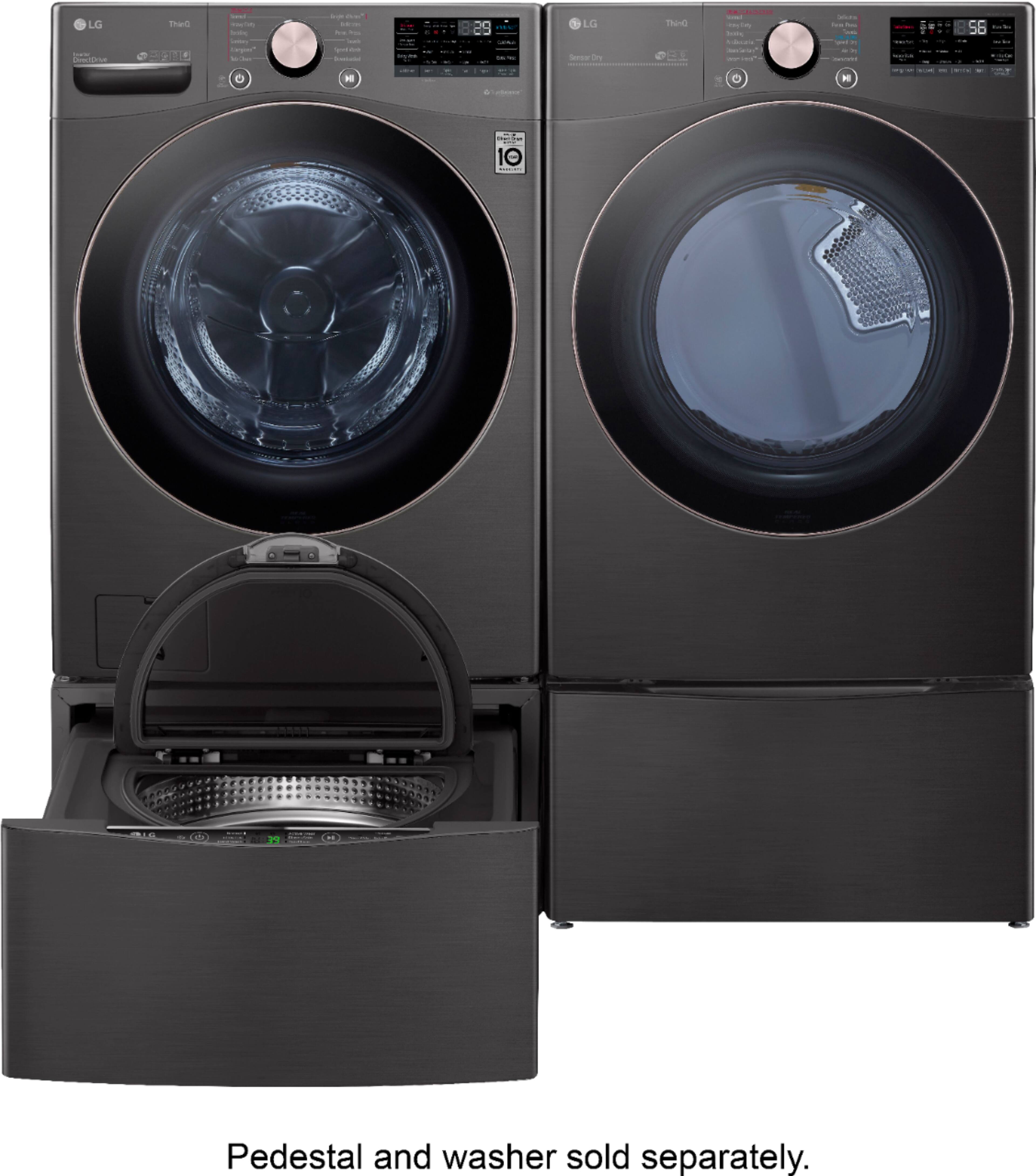 Alt View 21. LG - 7.4 Cu. Ft. Stackable Smart Electric Dryer with Steam and Built-In Intelligence - Black Steel.