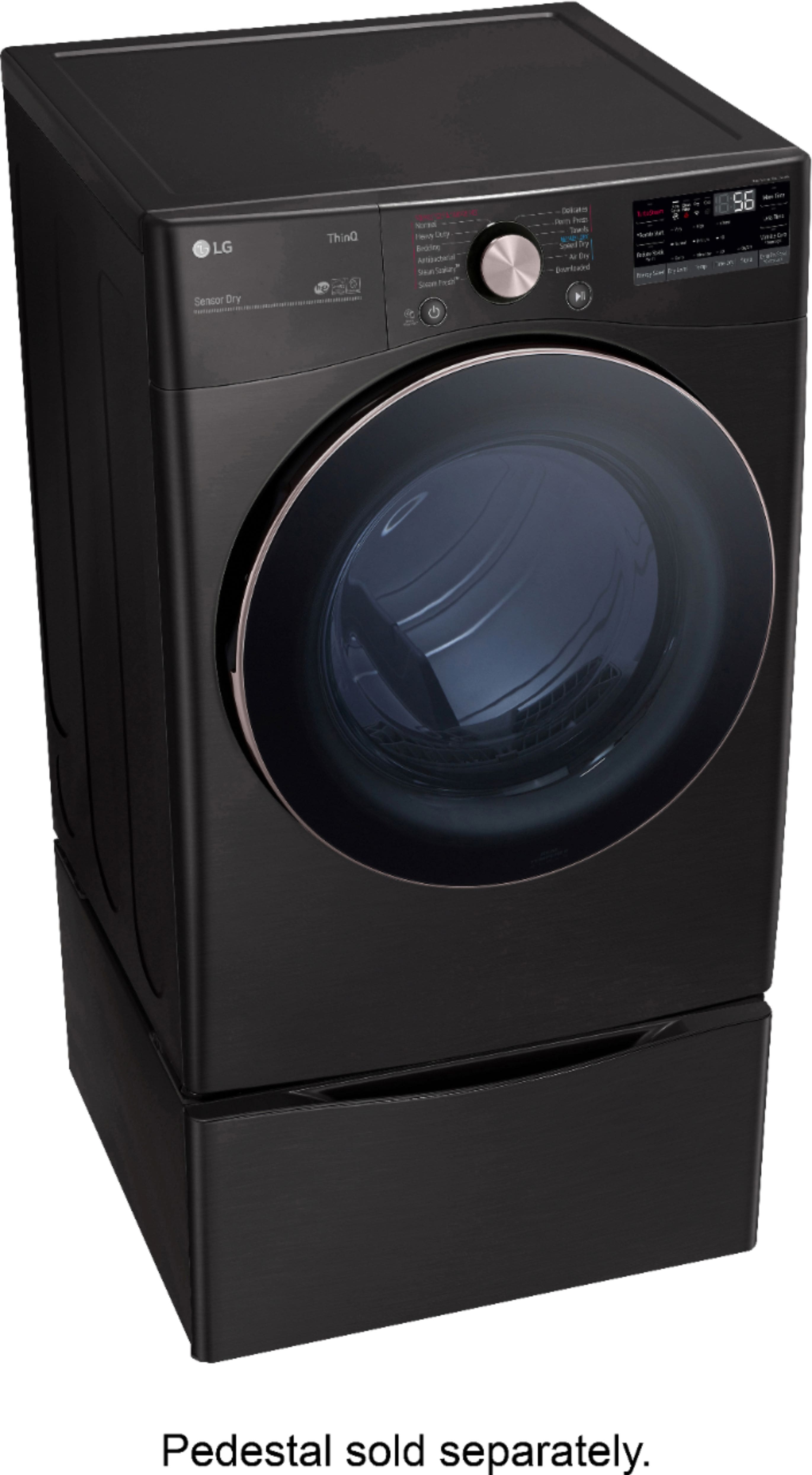 Alt View 22. LG - 7.4 Cu. Ft. Stackable Smart Electric Dryer with Steam and Built-In Intelligence - Black Steel.