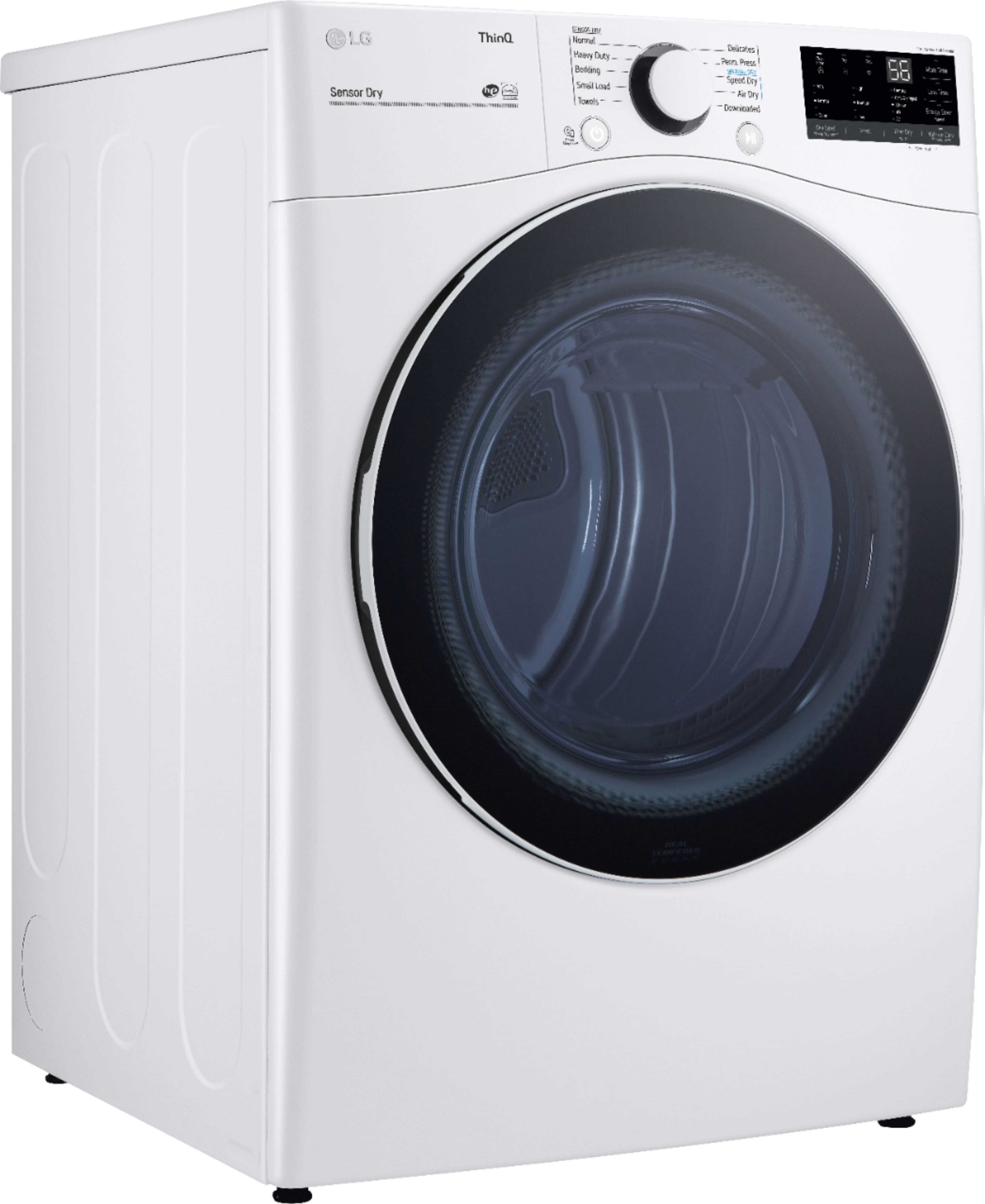 Angle. LG - 7.4 Cu. Ft. Stackable Smart Electric Dryer with Built-In Intelligence - White.