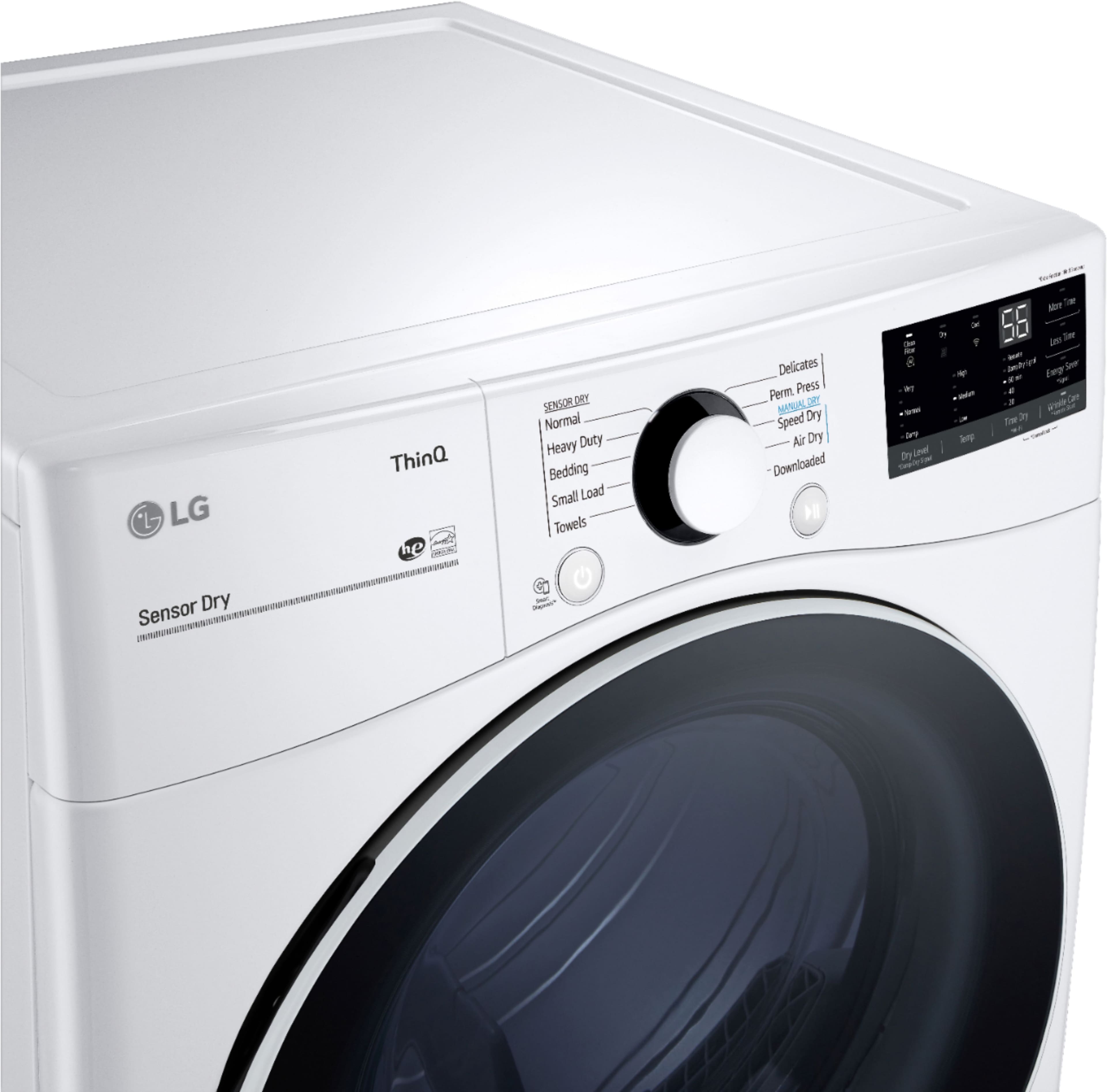 Alt View 11. LG - 7.4 Cu. Ft. Stackable Smart Electric Dryer with Built-In Intelligence - White.