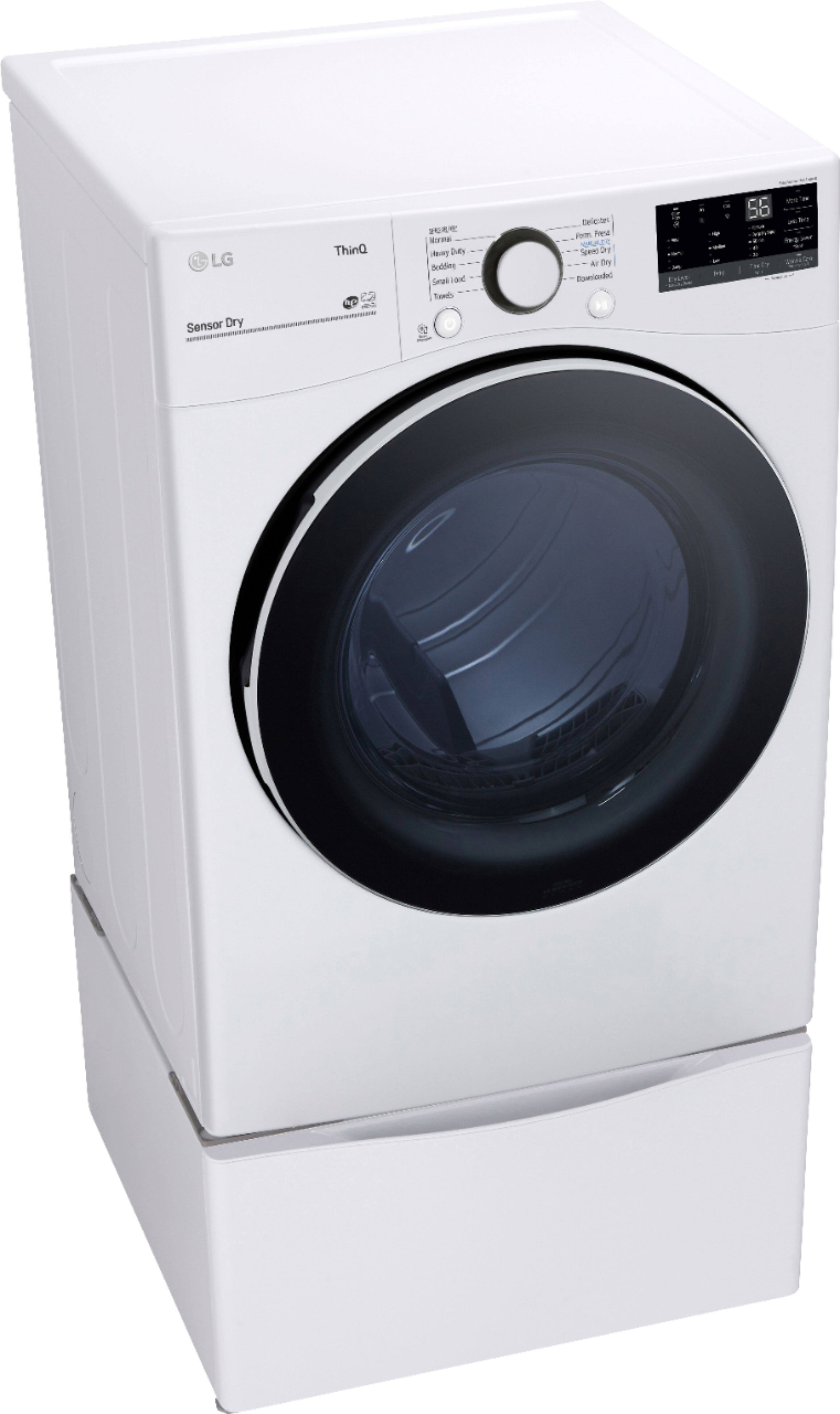 Left. LG - 7.4 Cu. Ft. Stackable Smart Electric Dryer with Built-In Intelligence - White.