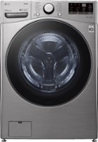 LG - 4.5 Cu. Ft. High Efficiency Stackable Smart Front Load Washer with Steam and 6Motion Technology - Graphite steel - Front_Zoom