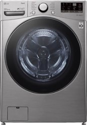 LG - 4.5 Cu. Ft. High-Efficiency Stackable Smart Front Load Washer with Steam and 6Motion Technology - Graphite Steel - Front_Zoom
