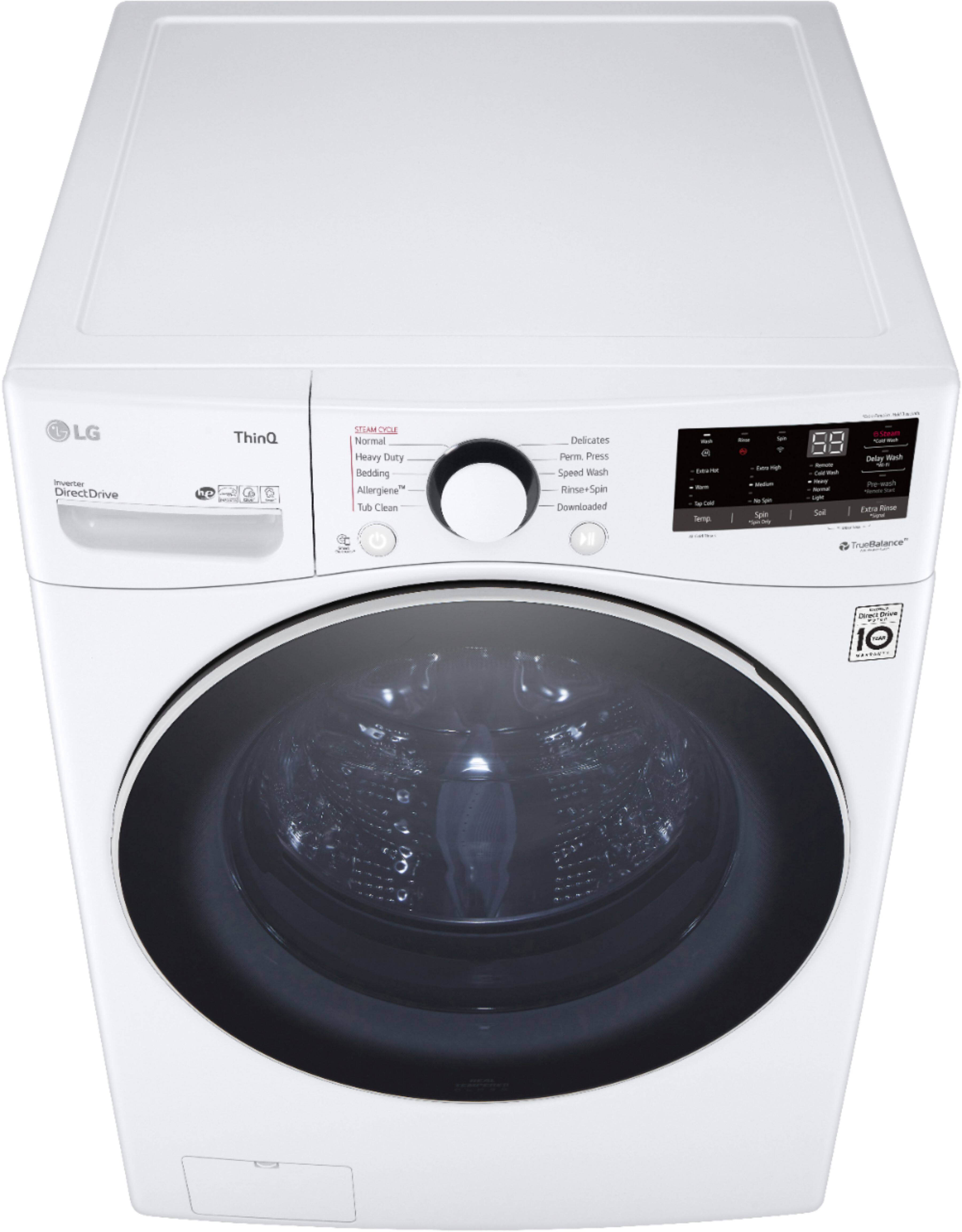 Alt View 12. LG - 4.5 Cu. Ft. High-Efficiency Stackable Smart Front Load Washer with Steam and 6Motion Technology - White.