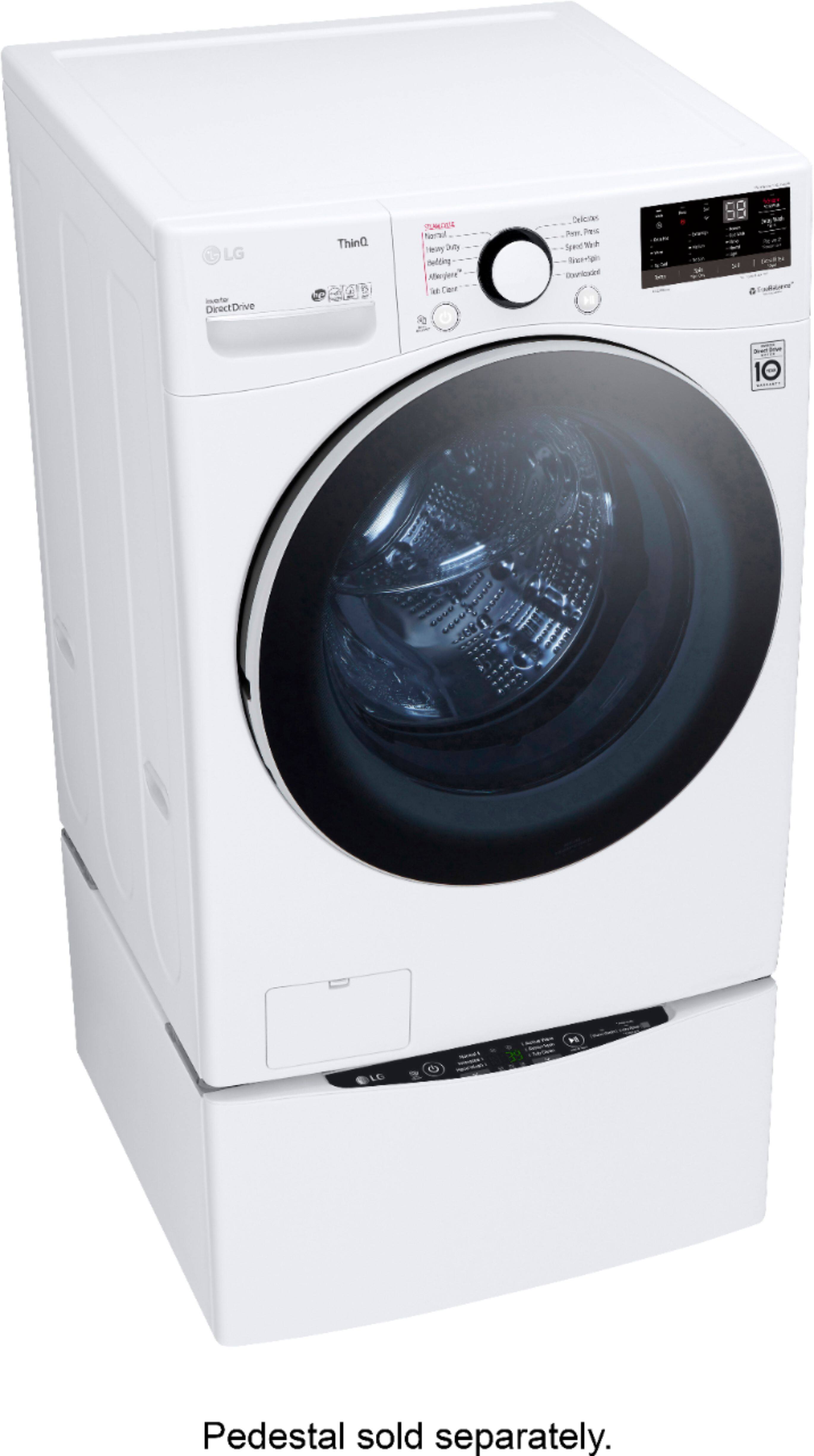 Alt View 16. LG - 4.5 Cu. Ft. High-Efficiency Stackable Smart Front Load Washer with Steam and 6Motion Technology - White.