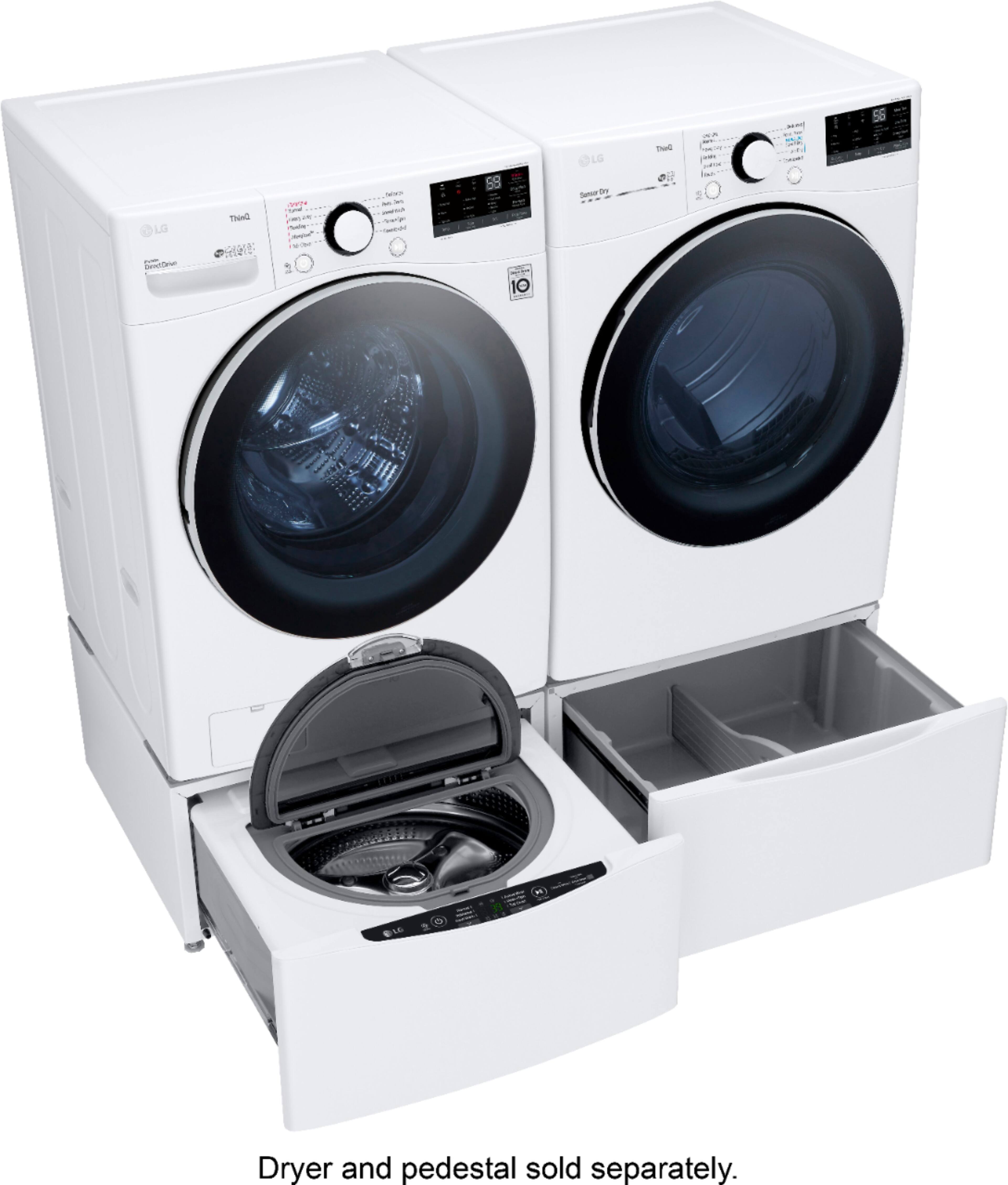 Alt View 23. LG - 4.5 Cu. Ft. High-Efficiency Stackable Smart Front Load Washer with Steam and 6Motion Technology - White.