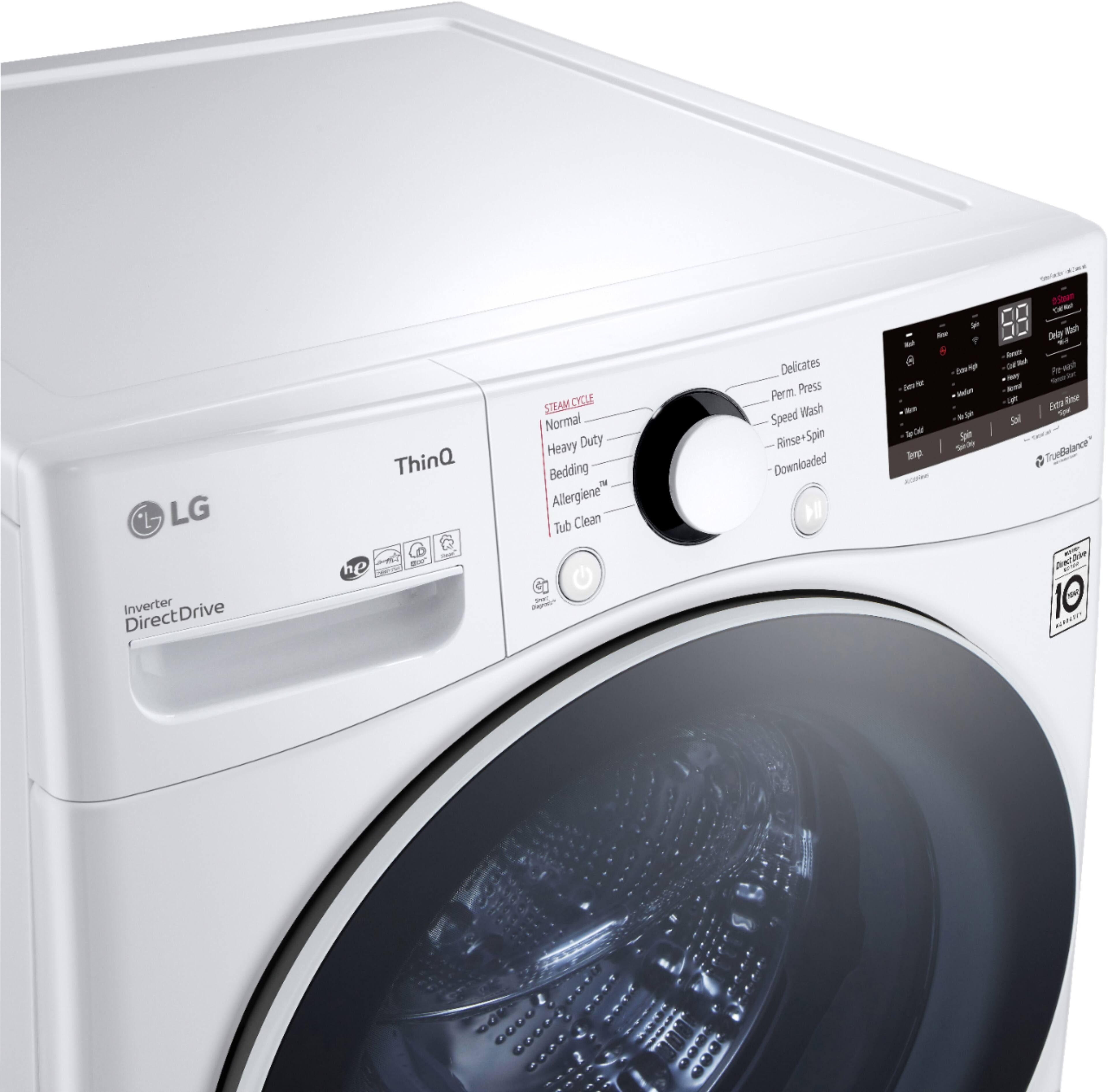 Alt View 2. LG - 4.5 Cu. Ft. High-Efficiency Stackable Smart Front Load Washer with Steam and 6Motion Technology - White.