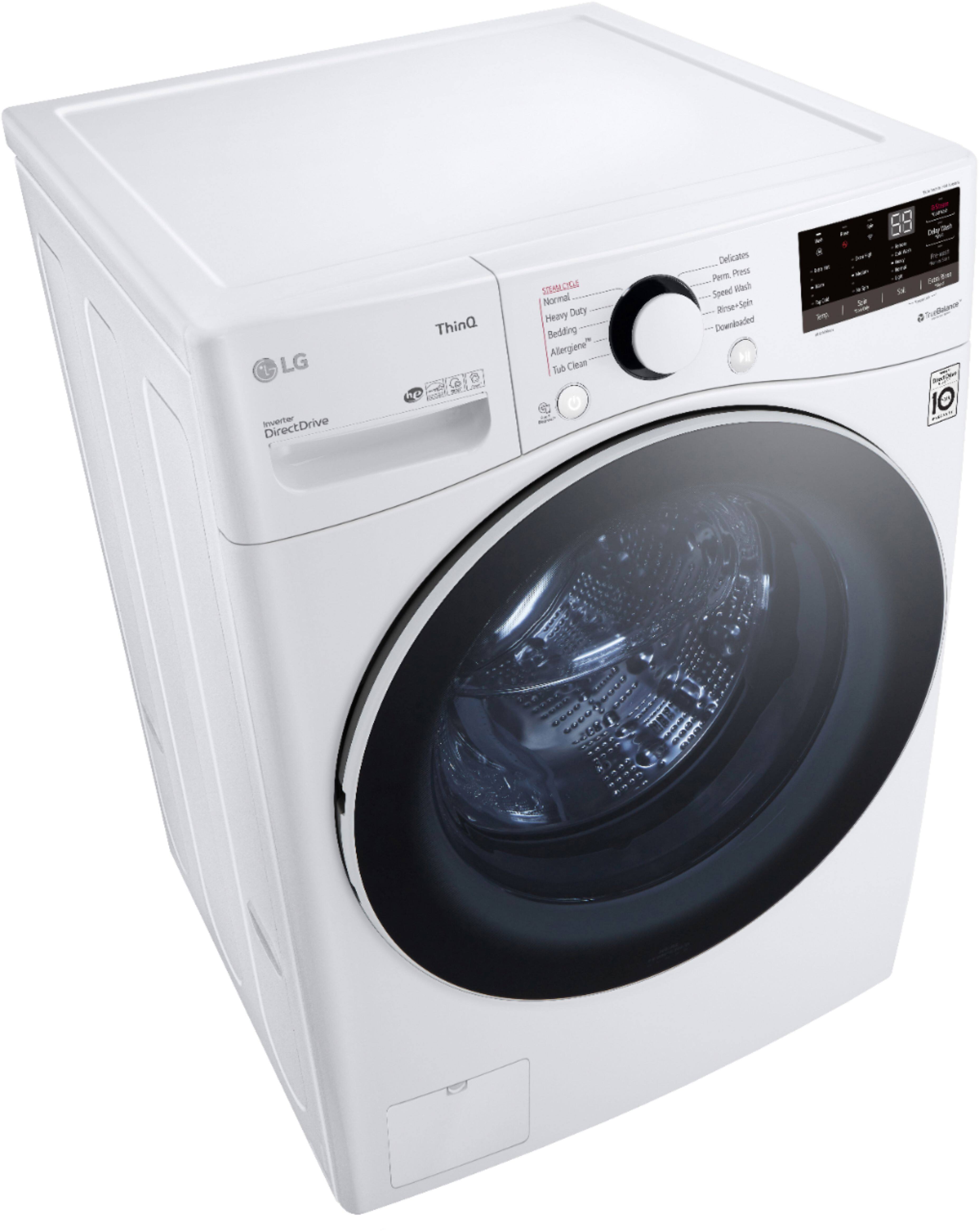 Alt View 3. LG - 4.5 Cu. Ft. High-Efficiency Stackable Smart Front Load Washer with Steam and 6Motion Technology - White.