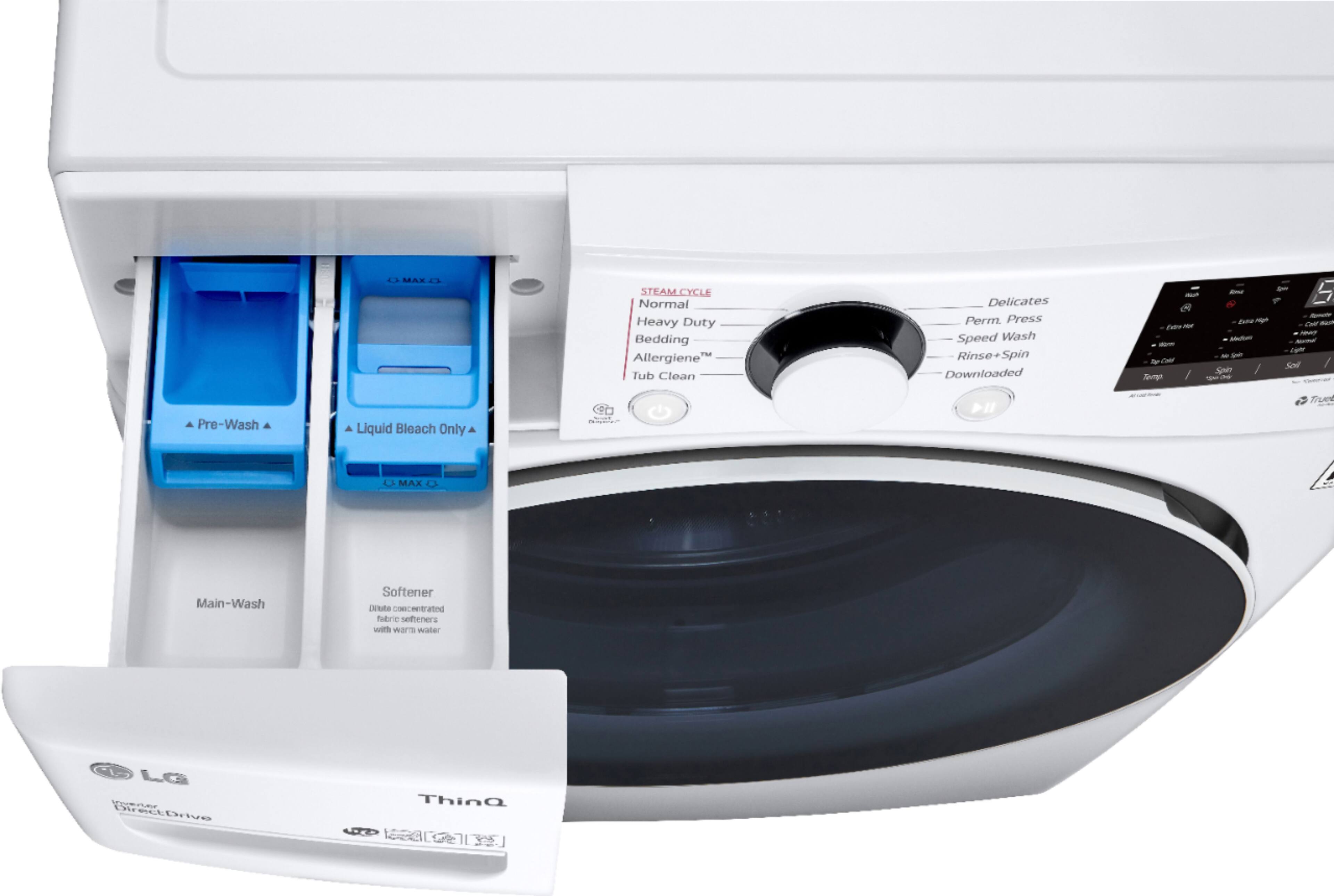 Alt View 4. LG - 4.5 Cu. Ft. High-Efficiency Stackable Smart Front Load Washer with Steam and 6Motion Technology - White.