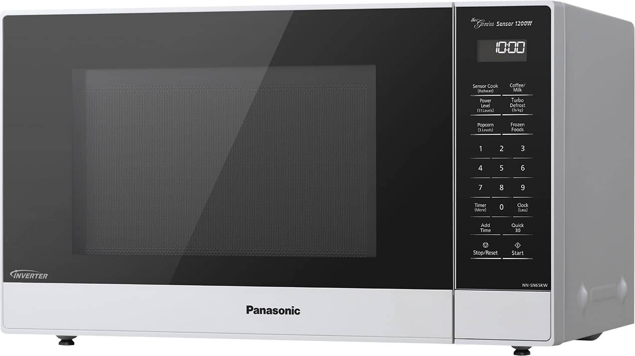 Left. Panasonic - 1.2 Cu. Ft. 1200 Watt SN65KW Microwave with Inverter and Genius Sensor - White.