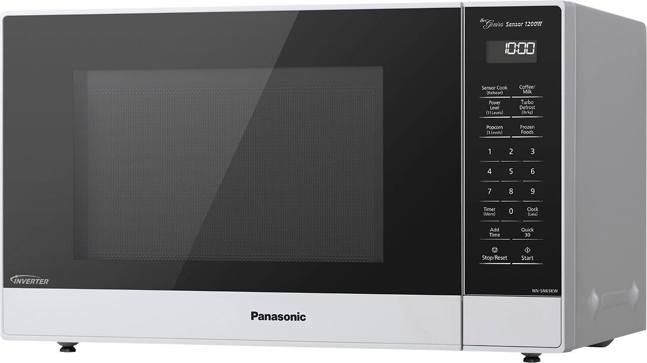Left. Panasonic - 1.2 Cu. Ft. 1200 Watt SN65KW Microwave with Inverter and Genius Sensor - White.