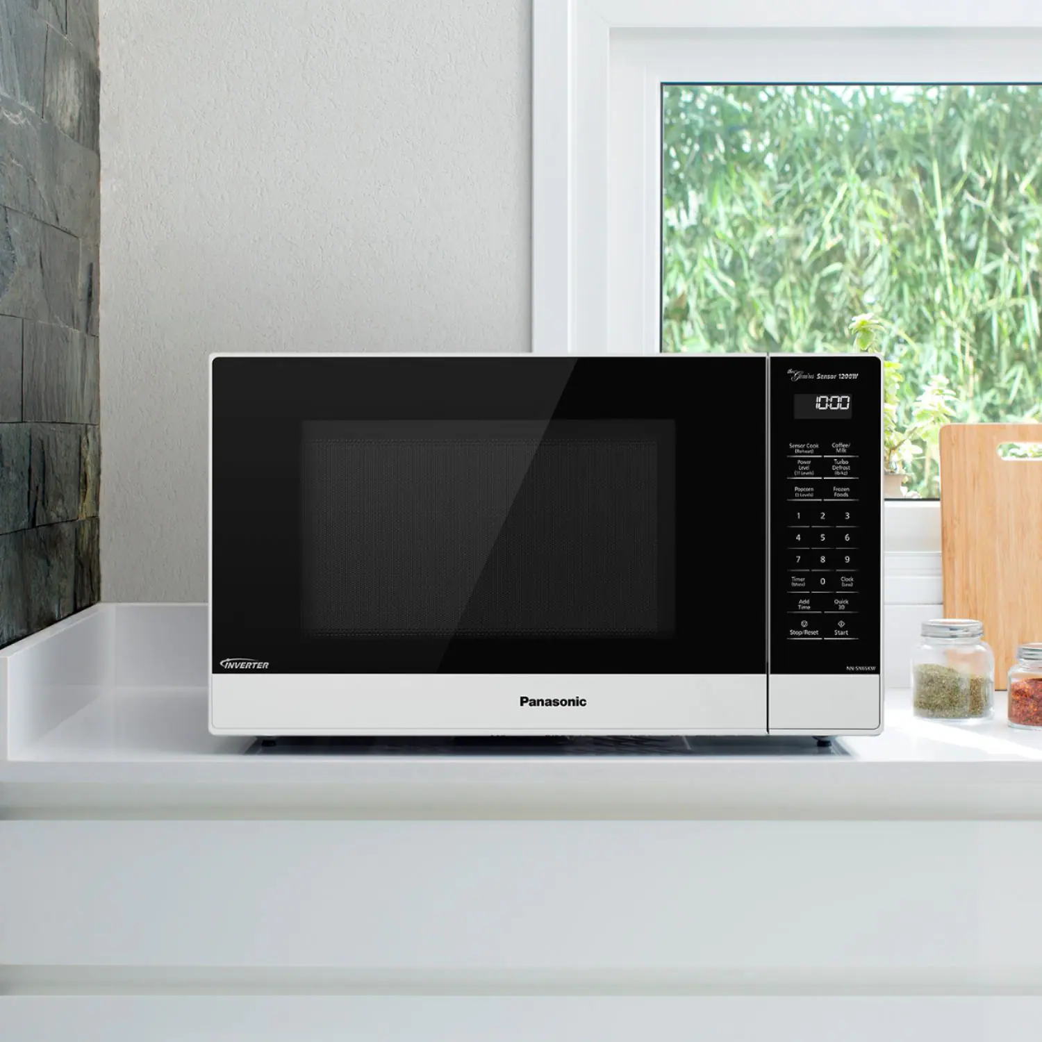 Alt View 14. Panasonic - 1.2 Cu. Ft. 1200 Watt SN65KW Microwave with Inverter and Genius Sensor - White.