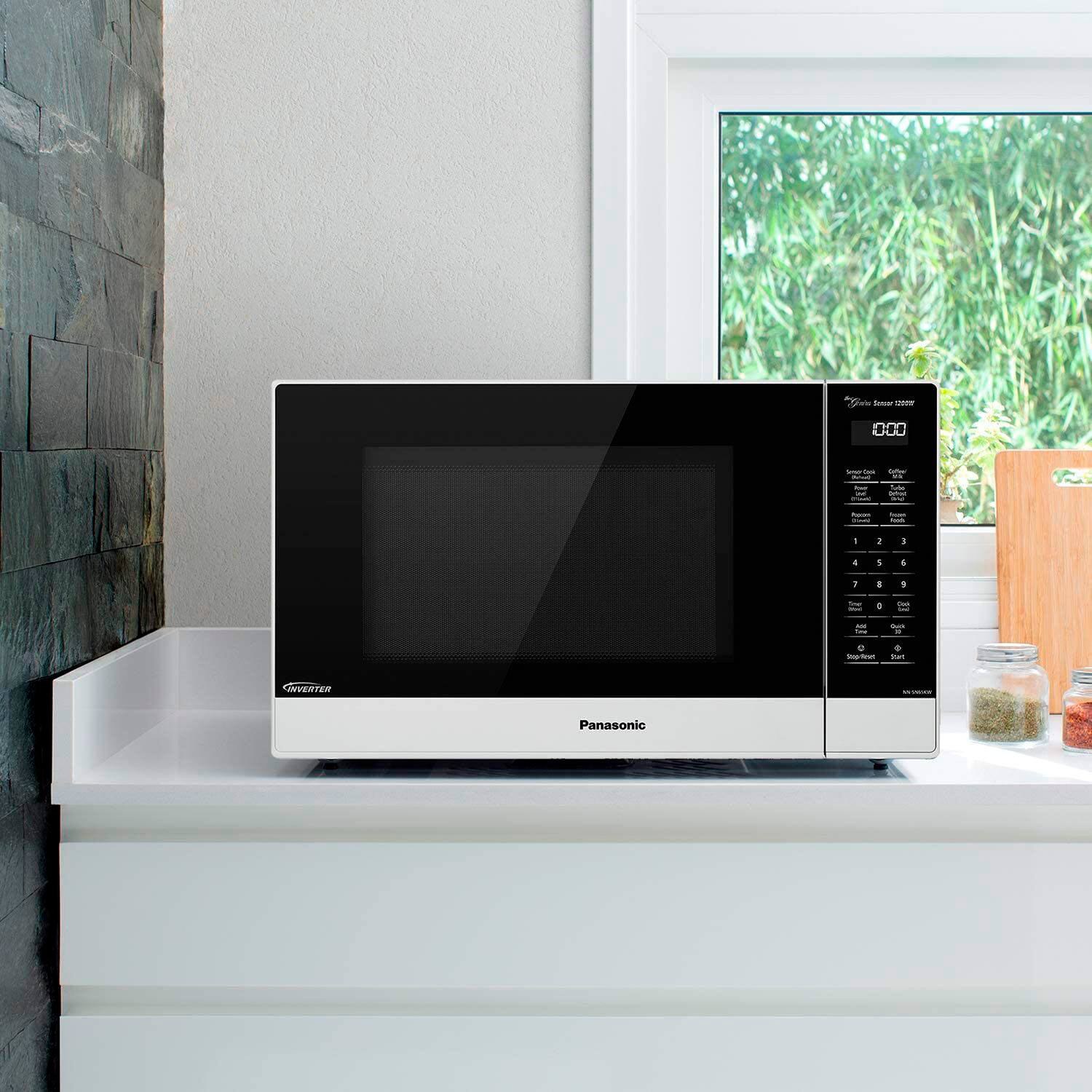 Alt View 17. Panasonic - 1.2 Cu. Ft. 1200 Watt SN65KW Microwave with Inverter and Genius Sensor - White.