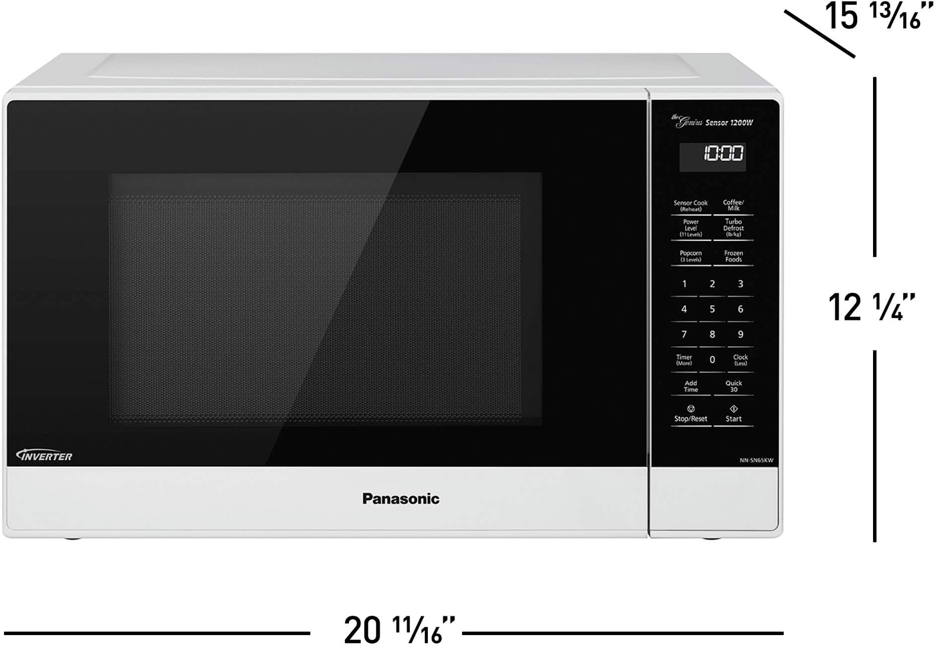 Angle. Panasonic - 1.2 Cu. Ft. 1200 Watt SN65KW Microwave with Inverter and Genius Sensor - White.