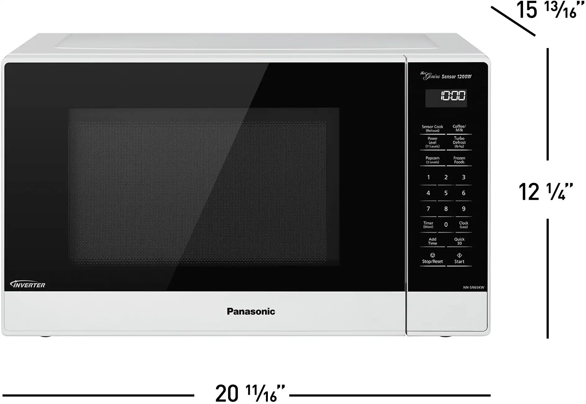 Angle. Panasonic - 1.2 Cu. Ft. 1200 Watt SN65KW Microwave with Inverter and Genius Sensor - White.