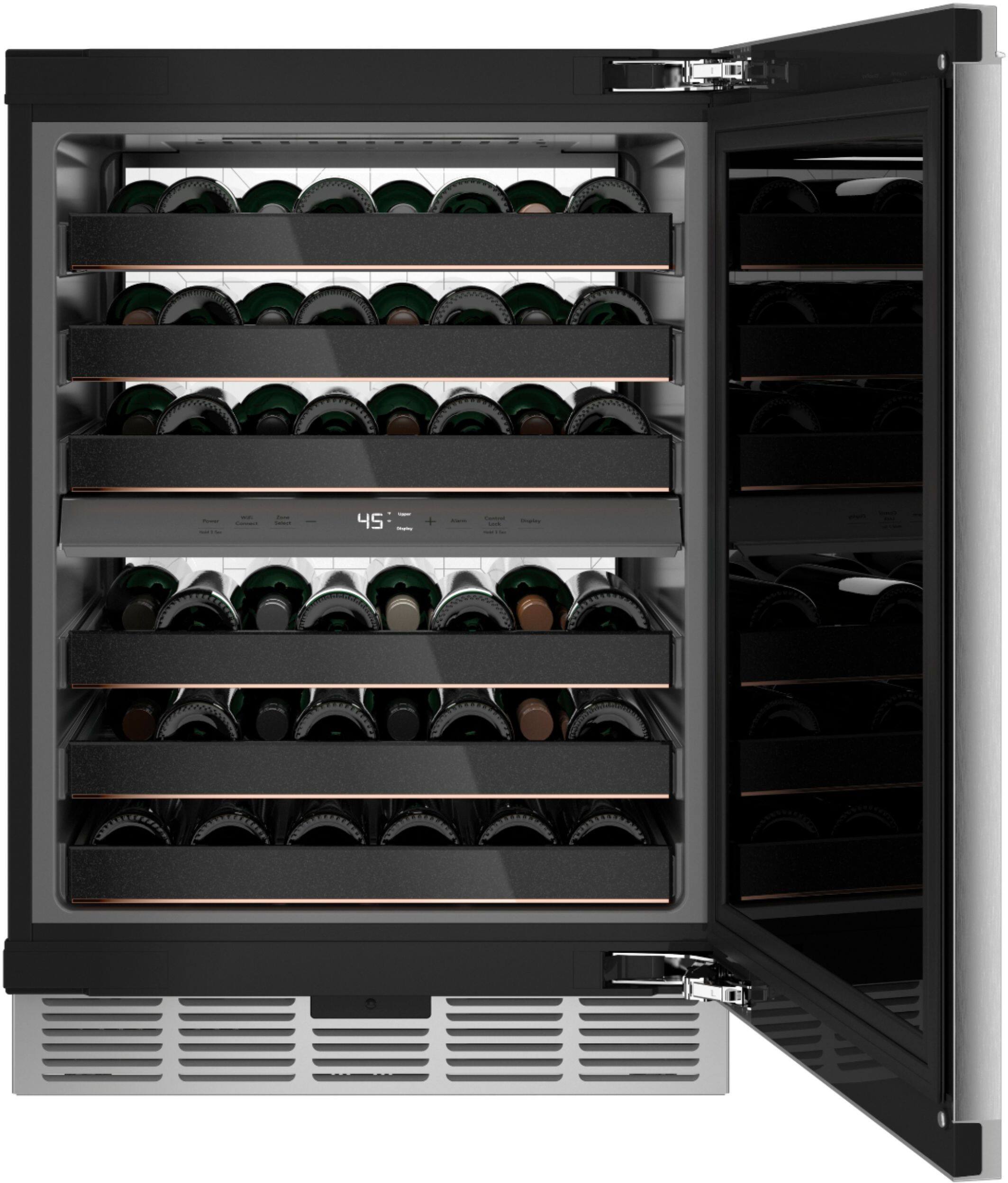 Alt View 13. Café - Modern Glass 46-Bottle Built-In Dual Zone Wine Center with WiFi - Platinum Glass.