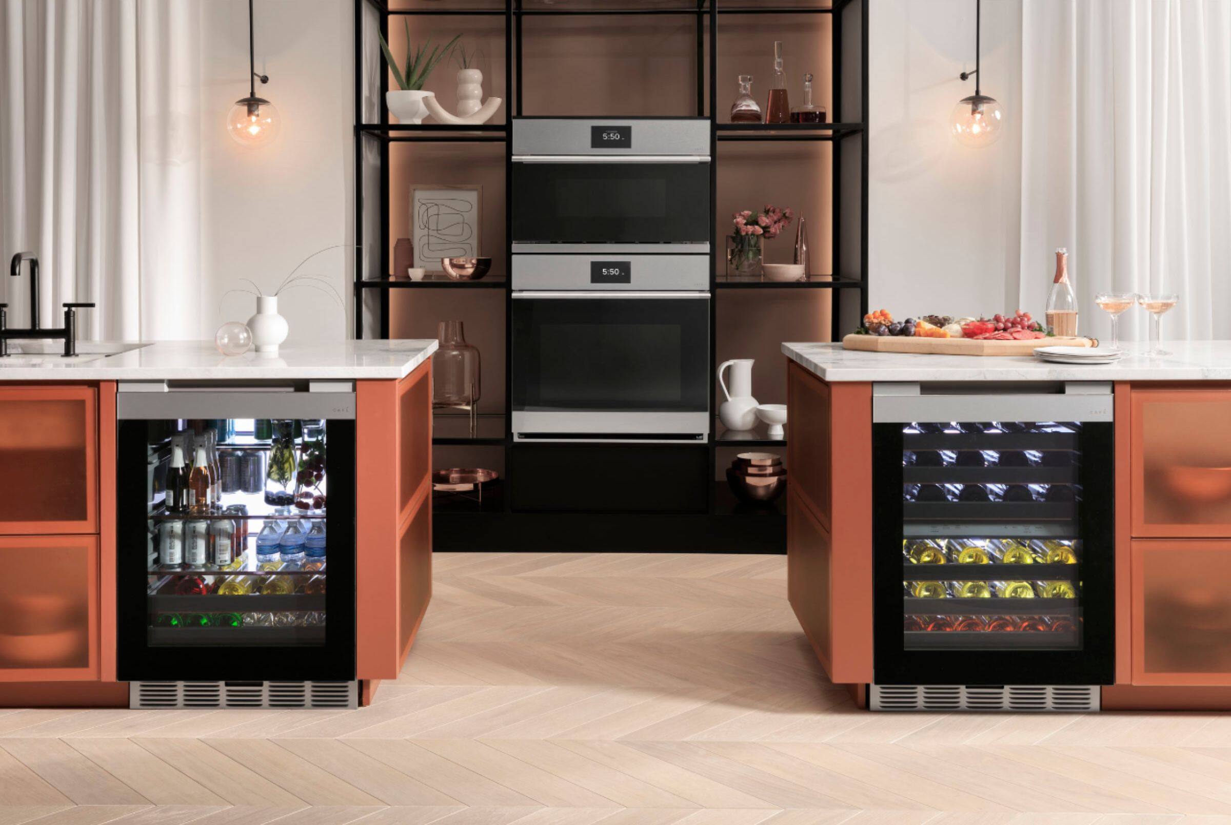 Alt View 17. Café - Modern Glass 46-Bottle Built-In Dual Zone Wine Center with WiFi - Platinum Glass.