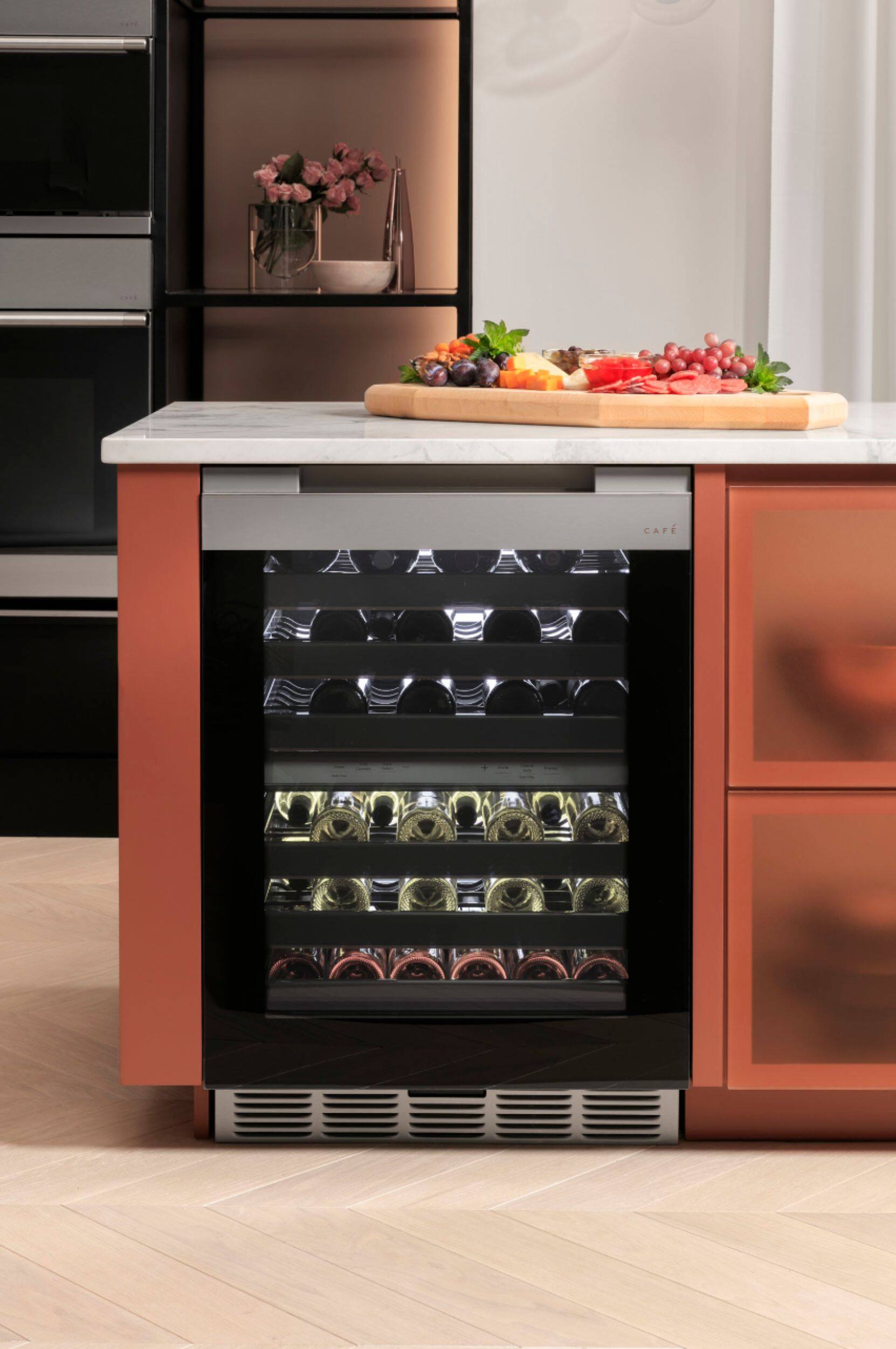 Alt View 18. Café - Modern Glass 46-Bottle Built-In Dual Zone Wine Center with WiFi - Platinum Glass.