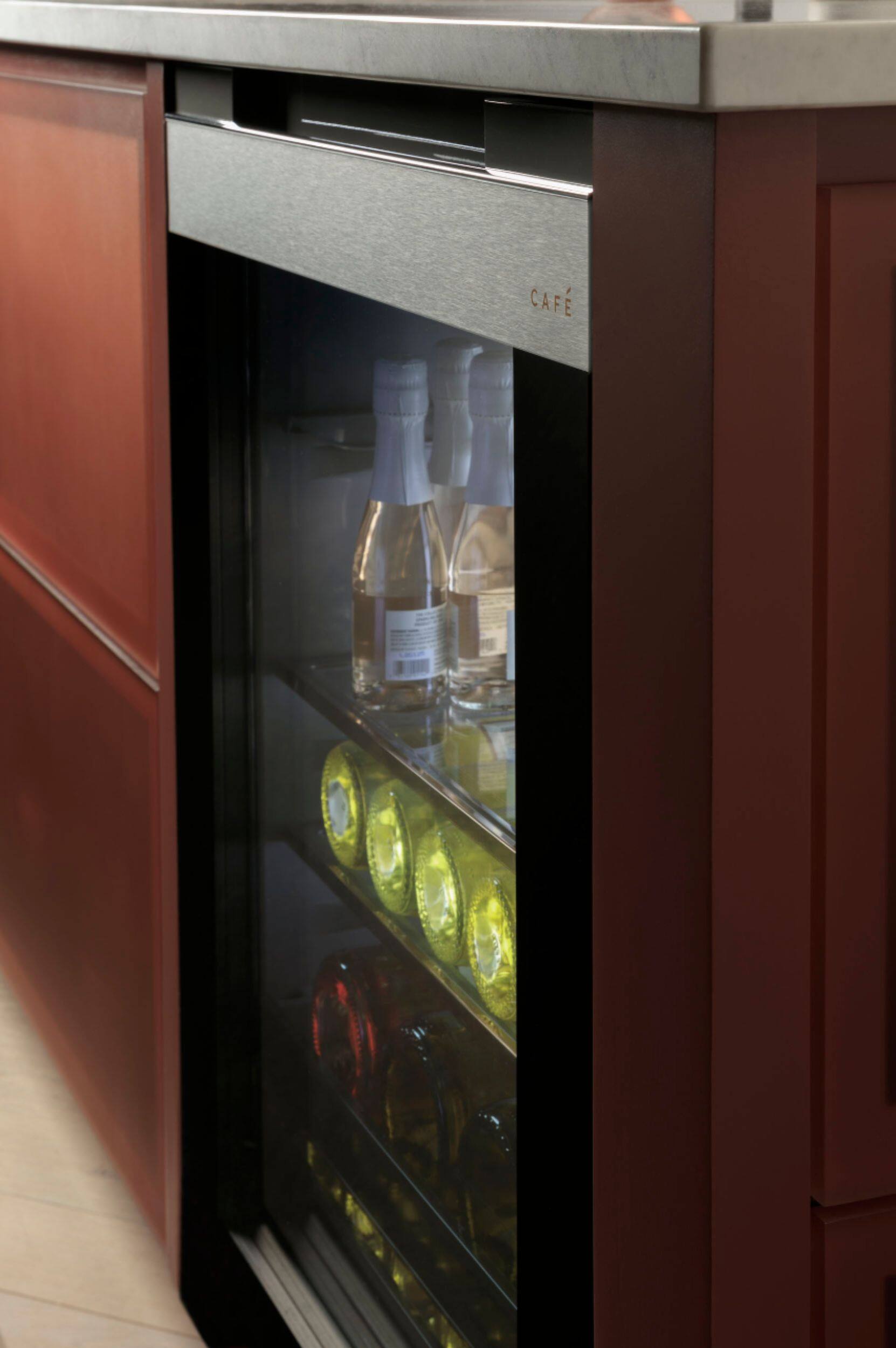 Alt View 21. Café - Modern Glass 46-Bottle Built-In Dual Zone Wine Center with WiFi - Platinum Glass.