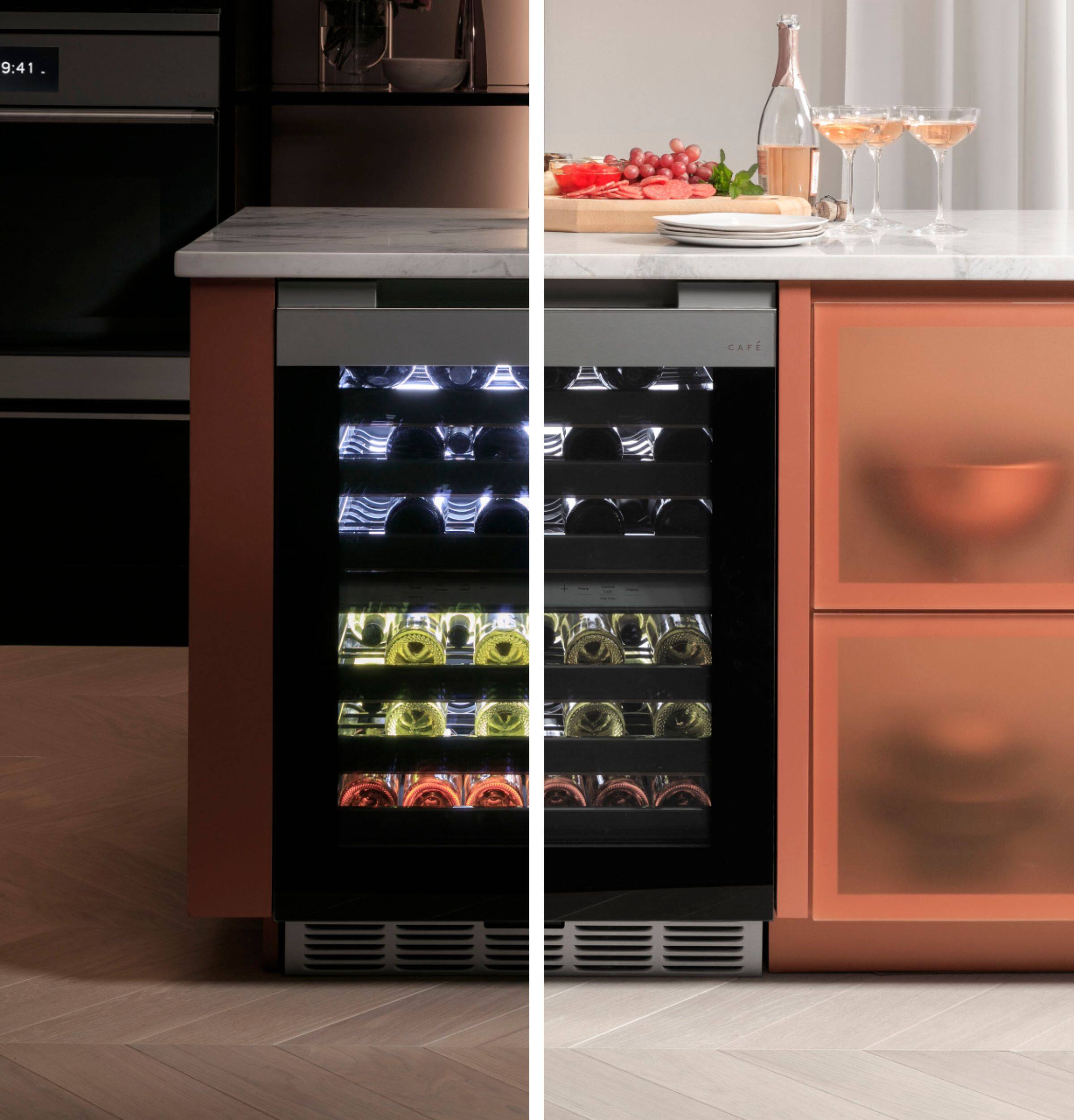 Alt View 22. Café - Modern Glass 46-Bottle Built-In Dual Zone Wine Center with WiFi - Platinum Glass.
