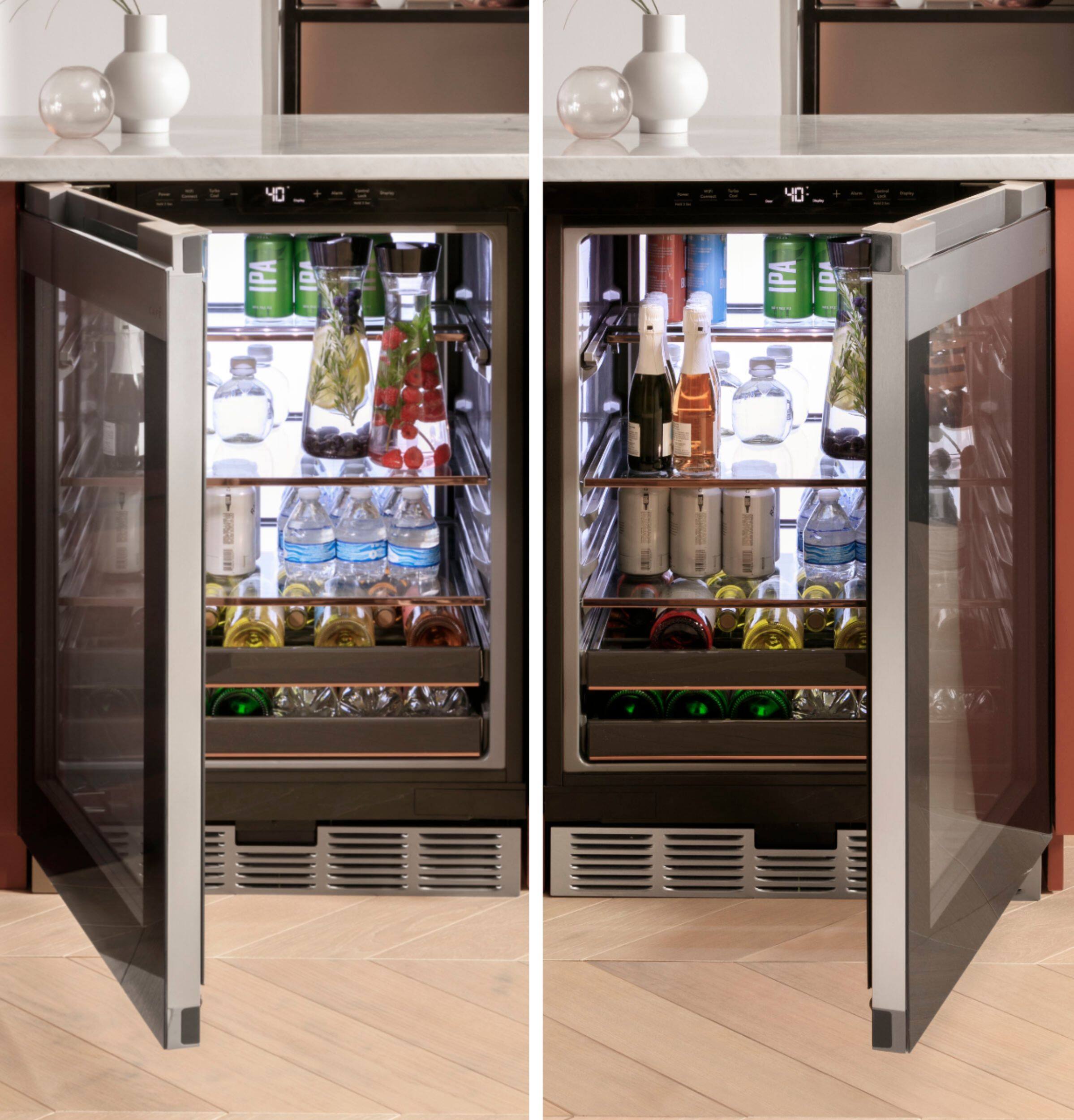Alt View 24. Café - Modern Glass 46-Bottle Built-In Dual Zone Wine Center with WiFi - Platinum Glass.