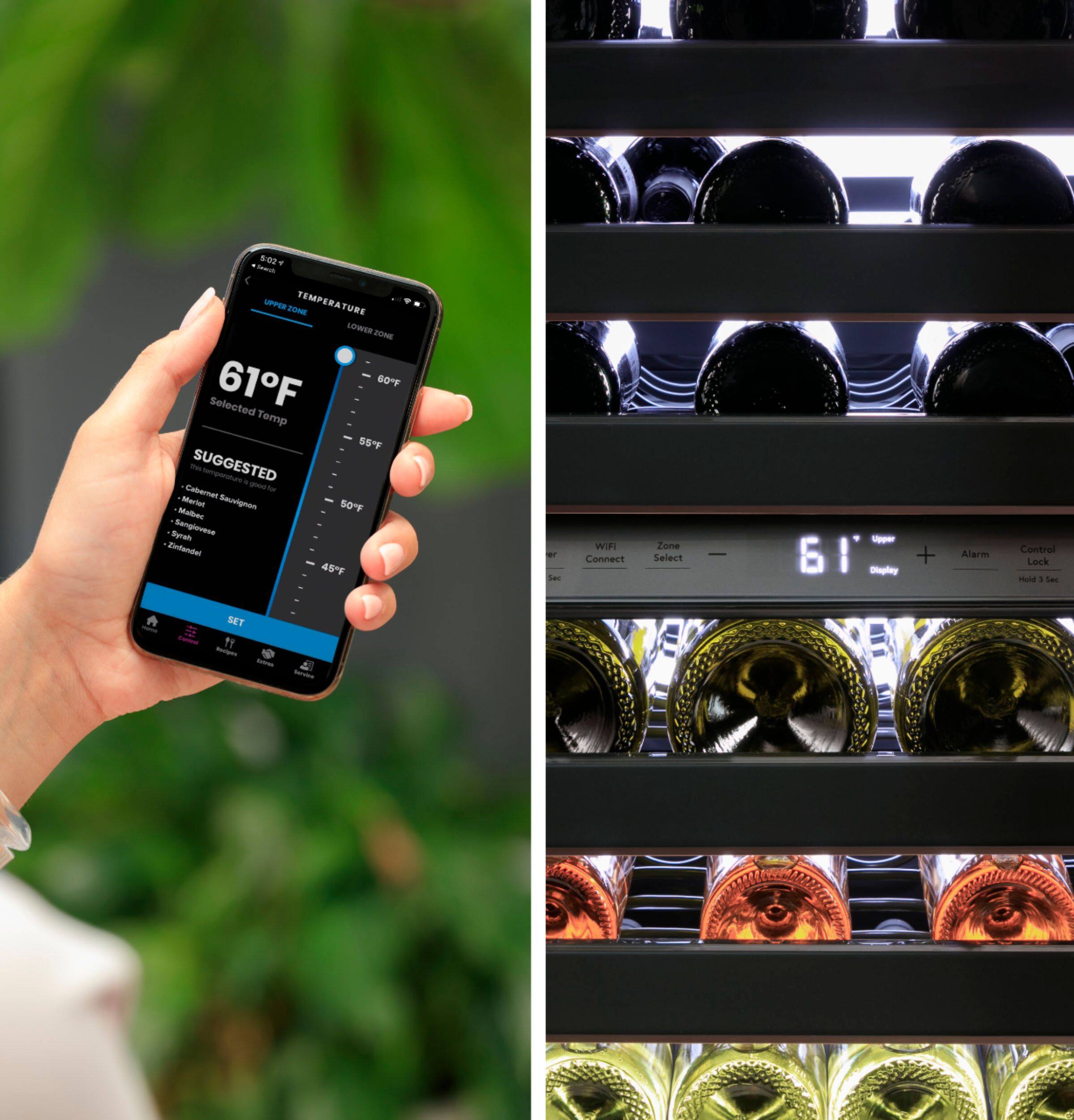 Alt View 25. Café - Modern Glass 46-Bottle Built-In Dual Zone Wine Center with WiFi - Platinum Glass.