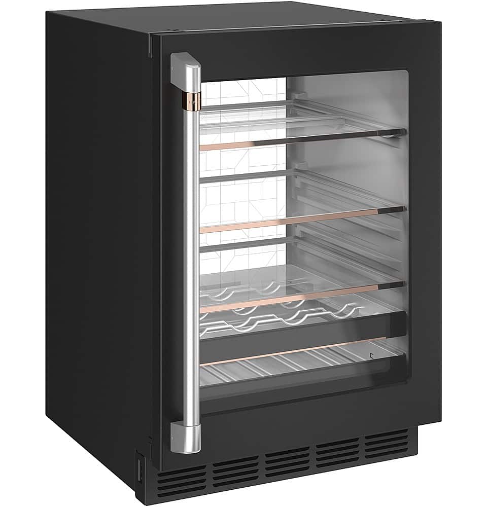 Left. Café - 14-Bottle 126-Can Built-In Beverage Center with WiFi - Matte Black.
