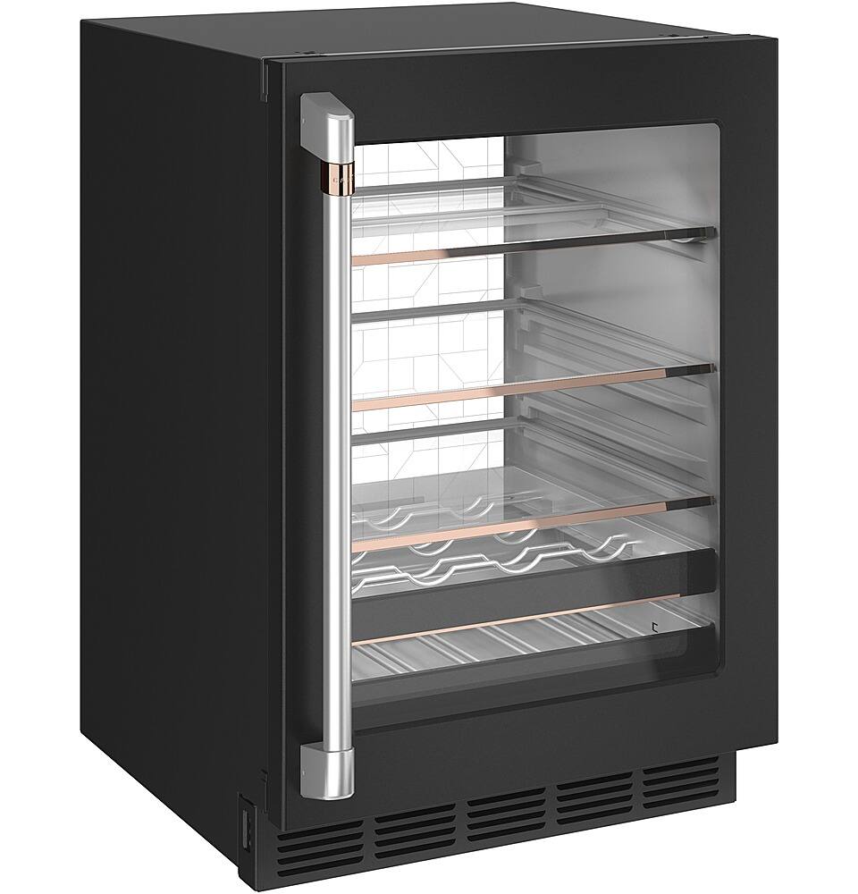 Left. Café - 14-Bottle 126-Can Built-In Beverage Center with WiFi - Matte Black.