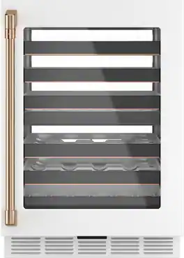 Café - 46-Bottle Built-In Dual Zone Wine Cooler with Wi-Fi - Matte White