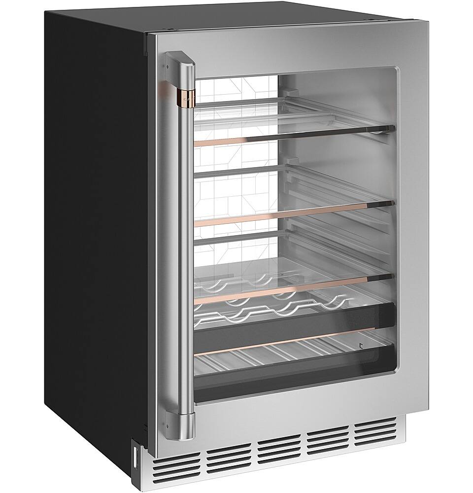 Left. Café - 14-Bottle 126-Can Built-In Beverage Center with WiFi - Stainless Steel.