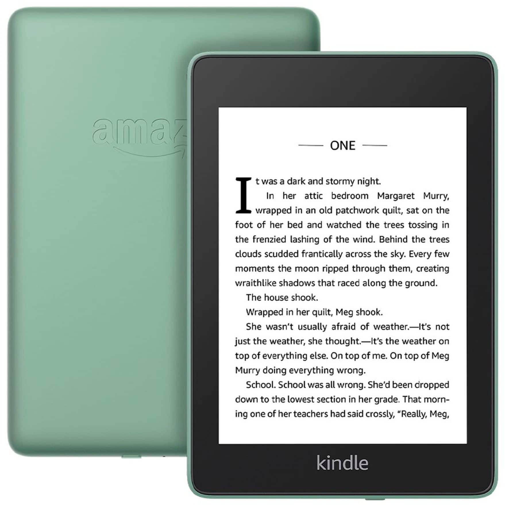 Front. Amazon - Kindle Paperwhite 8GB - Waterproof - Ad-Supported - Sage.