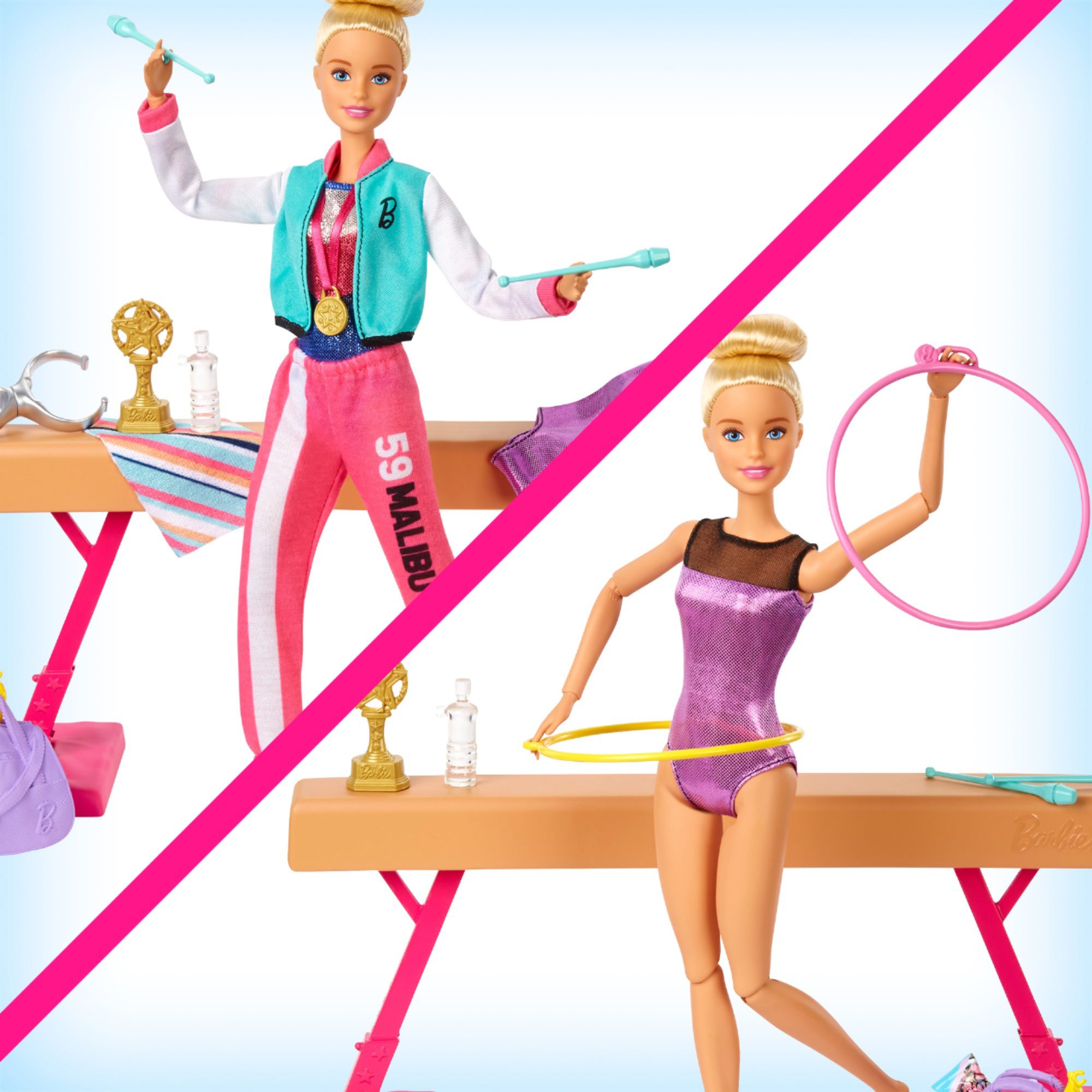 Barbie Gymnastics Playset with Doll and Accessories 30cm Play Girls Sports Rings 