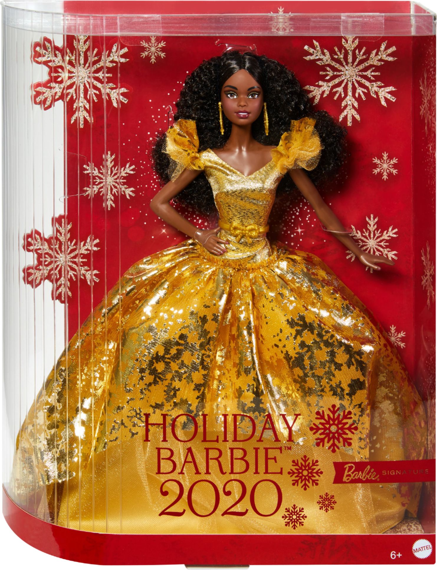 Best Buy Barbie 2020 Holiday BARBIE™ Doll Curly gold GHT55