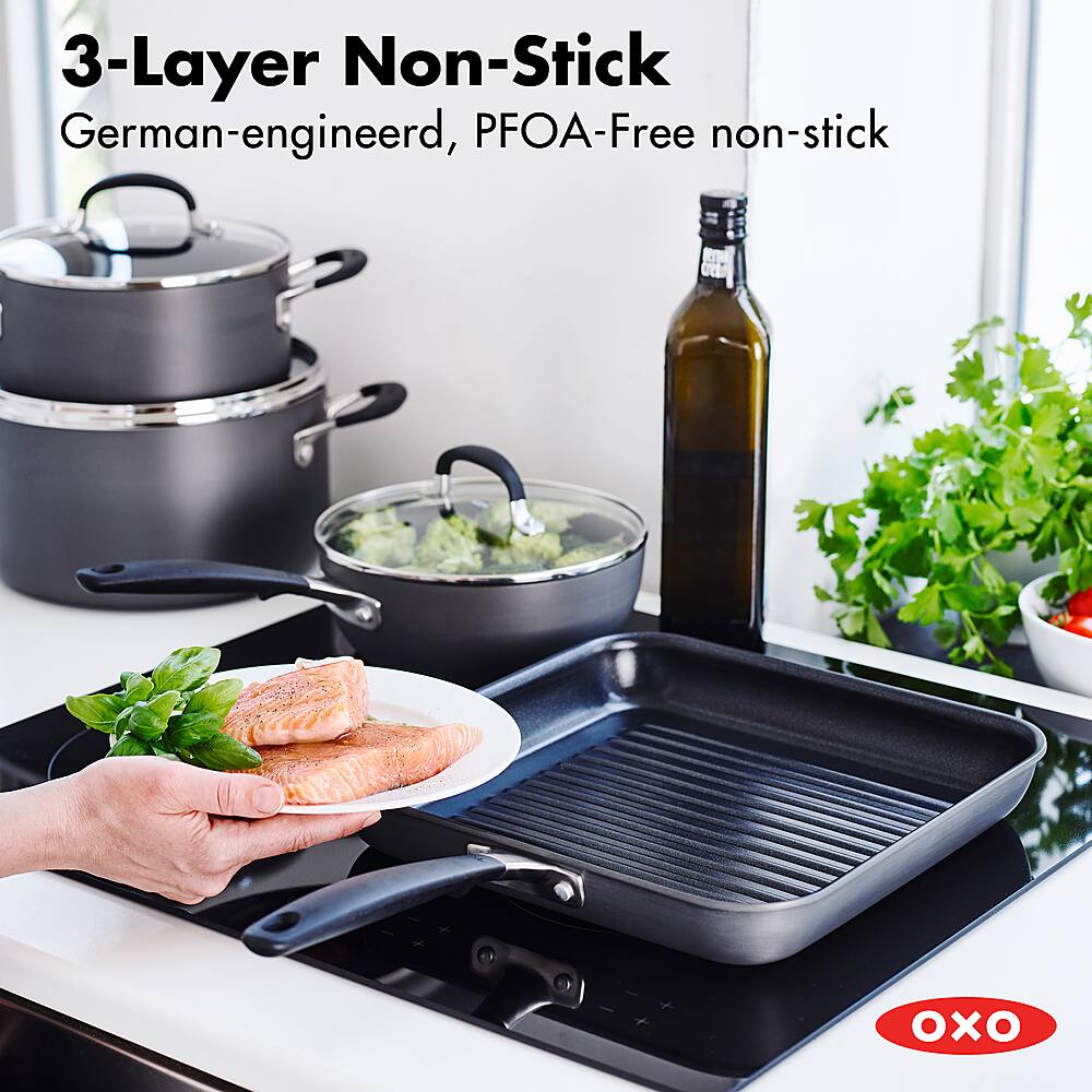 OXO Good Grips NonStick 11" Square Grill Pan Grey CC002666001 Best Buy