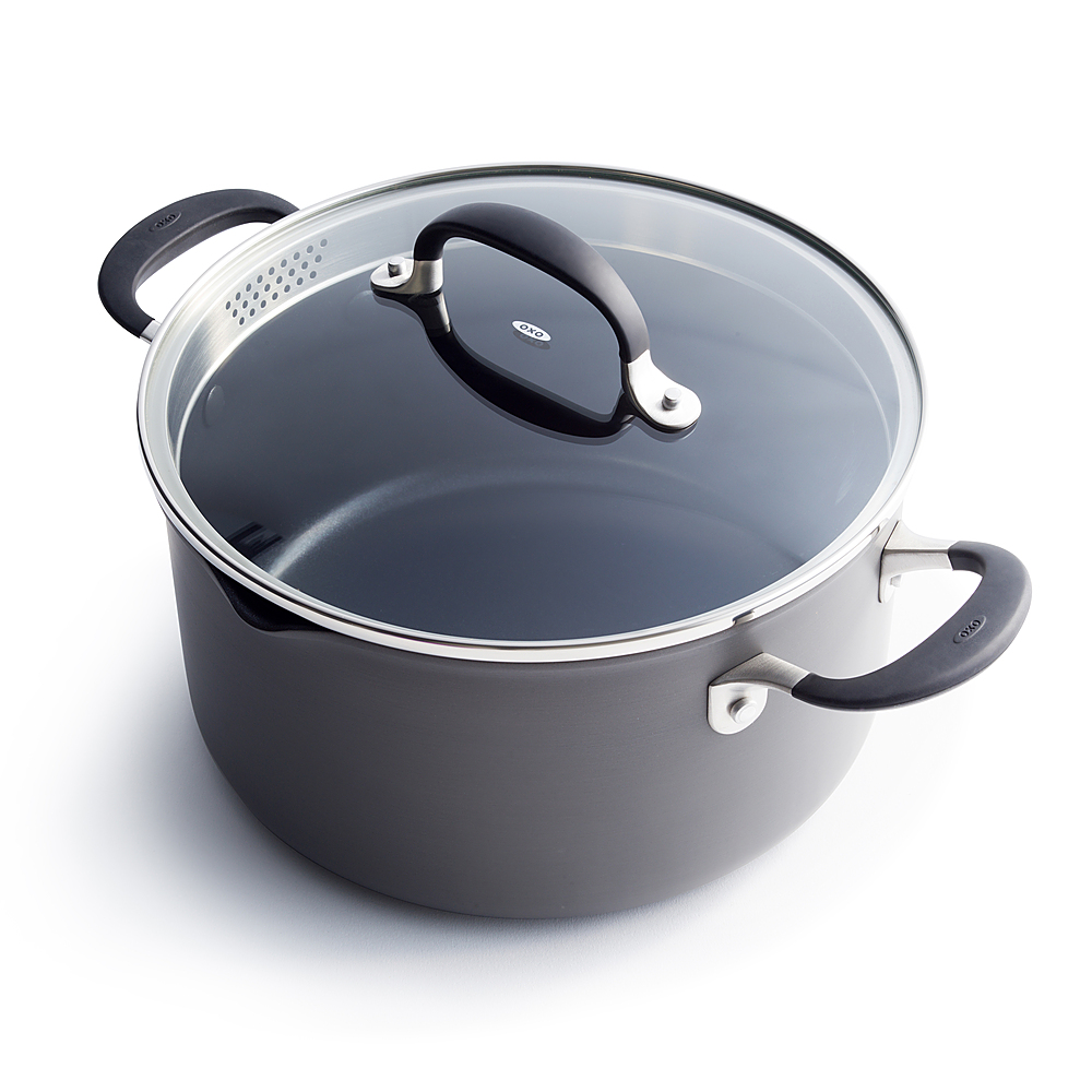 Left View: OXO - Good Grips Non-Stick 6QT Stockpot - Grey