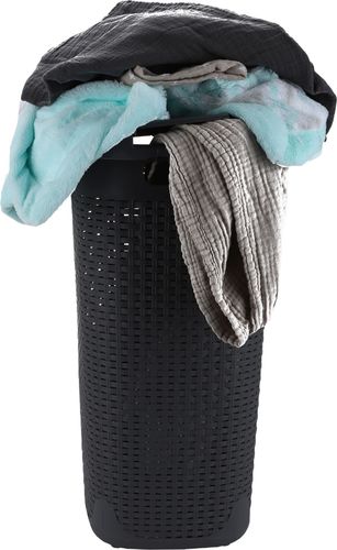 Mind Reader - 60 Liter Slim Laundry Basket, Laundry Hamper with Cutout Handles, Washing Bin, Dirty Clothes Storage - Grey