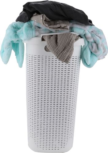 Mind Reader 60 Liter Slim Laundry Basket, Laundry Hamper with Cutout Handles, Washing Bin, Dirty Clothes Storage - White