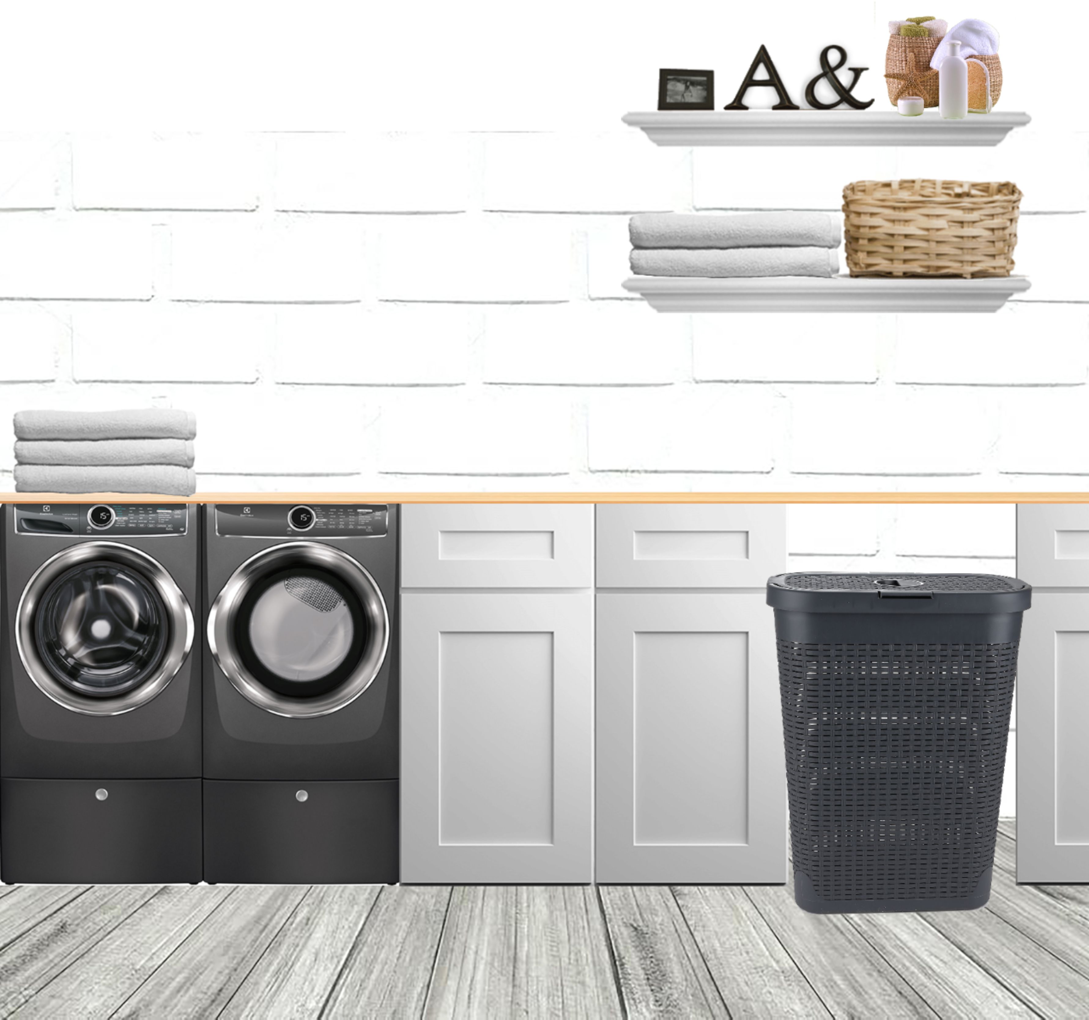 Mind Reader - 40 Liter Slim Laundry Basket, Laundry Hamper with Cutout Handles, Washing Bin, Dirty Clothes Storage - Grey