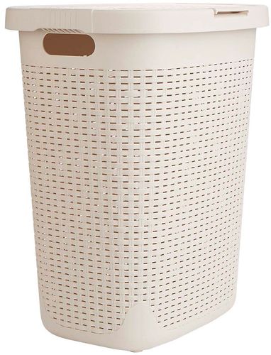 Mind Reader - 40 Liter Slim Laundry Basket, Laundry Hamper with Cutout Handles, Washing Bin, Dirty Clothes Storage - White