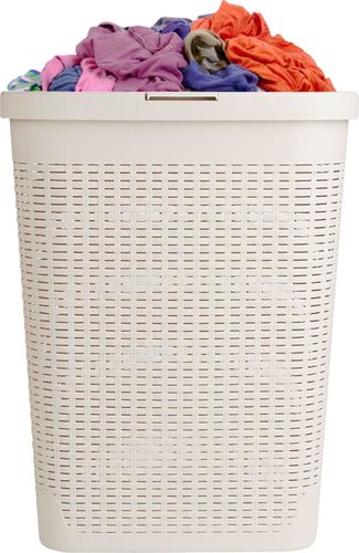 Mind Reader - 40 Liter Slim Laundry Basket, Laundry Hamper with Cutout Handles, Washing Bin, Dirty Clothes Storage - Ivory