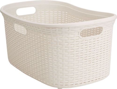 Mind Reader - 40 Liter Slim Laundry Basket, Laundry Hamper with Cutout Handles, Washing Bin, Dirty Clothes Storage - Ivory